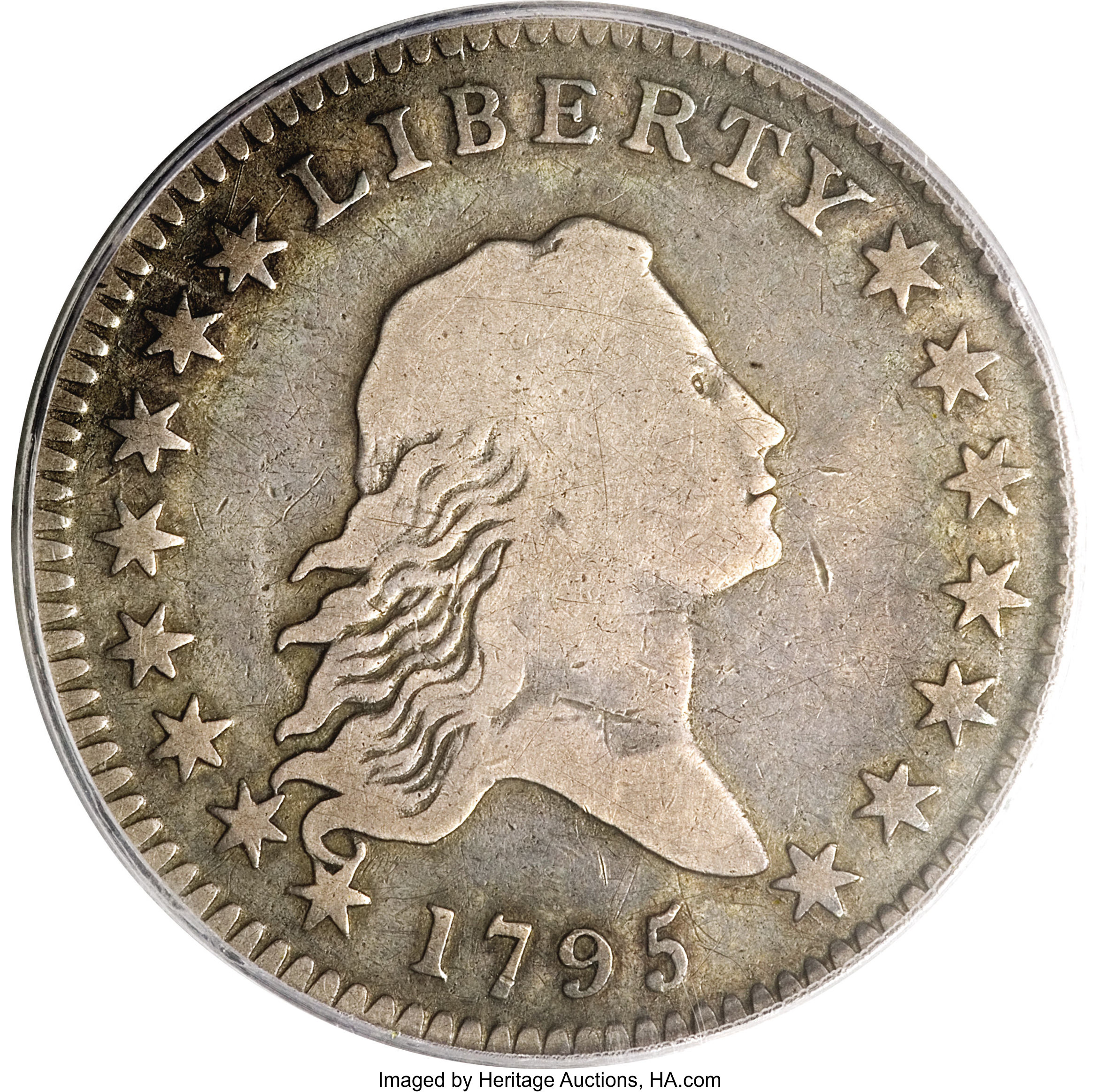 image for: 1795 50C 2 Leaves Fine 12 PCGS....