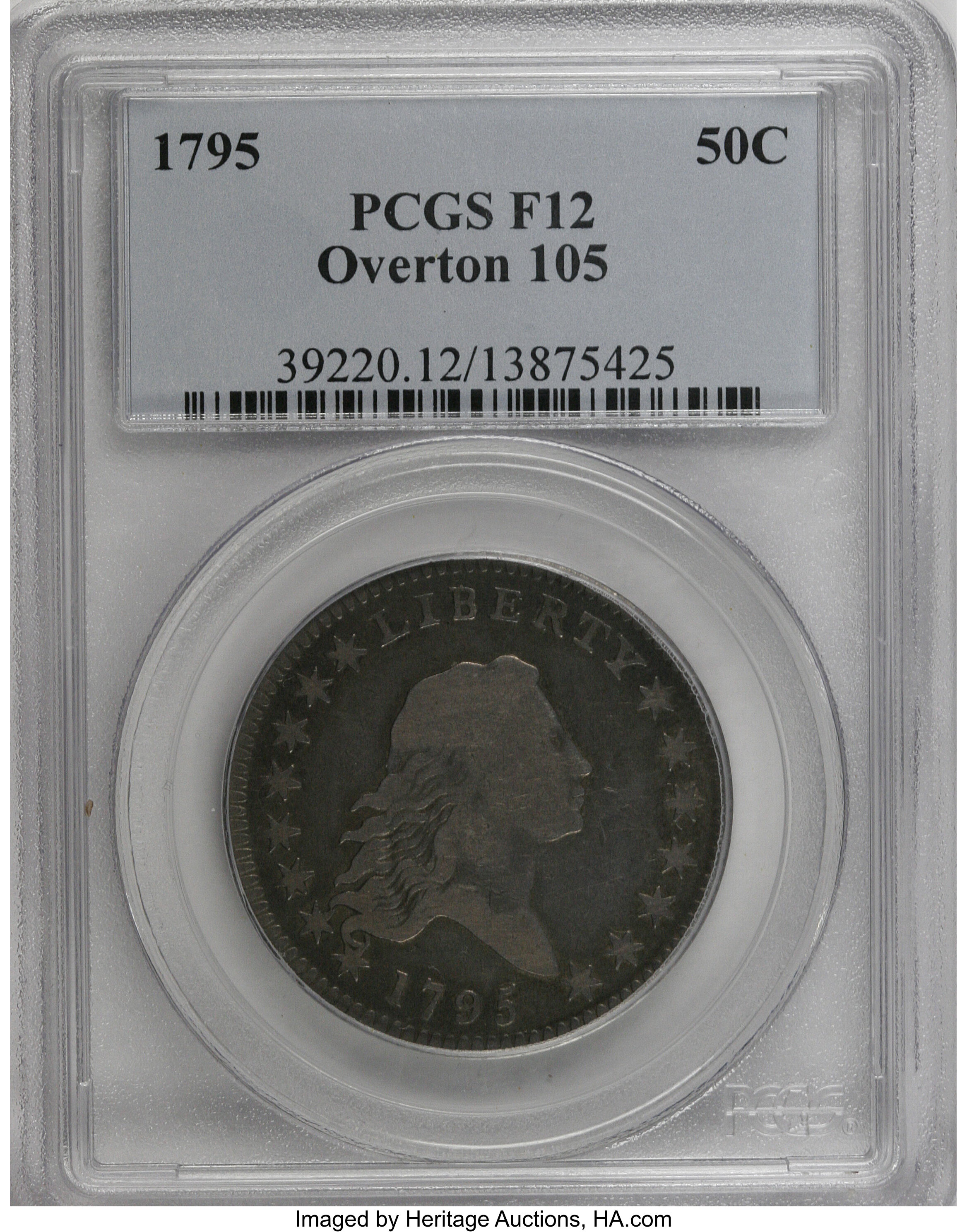 image for: 1795 50C 2 Leaves Fine 12 PCGS....