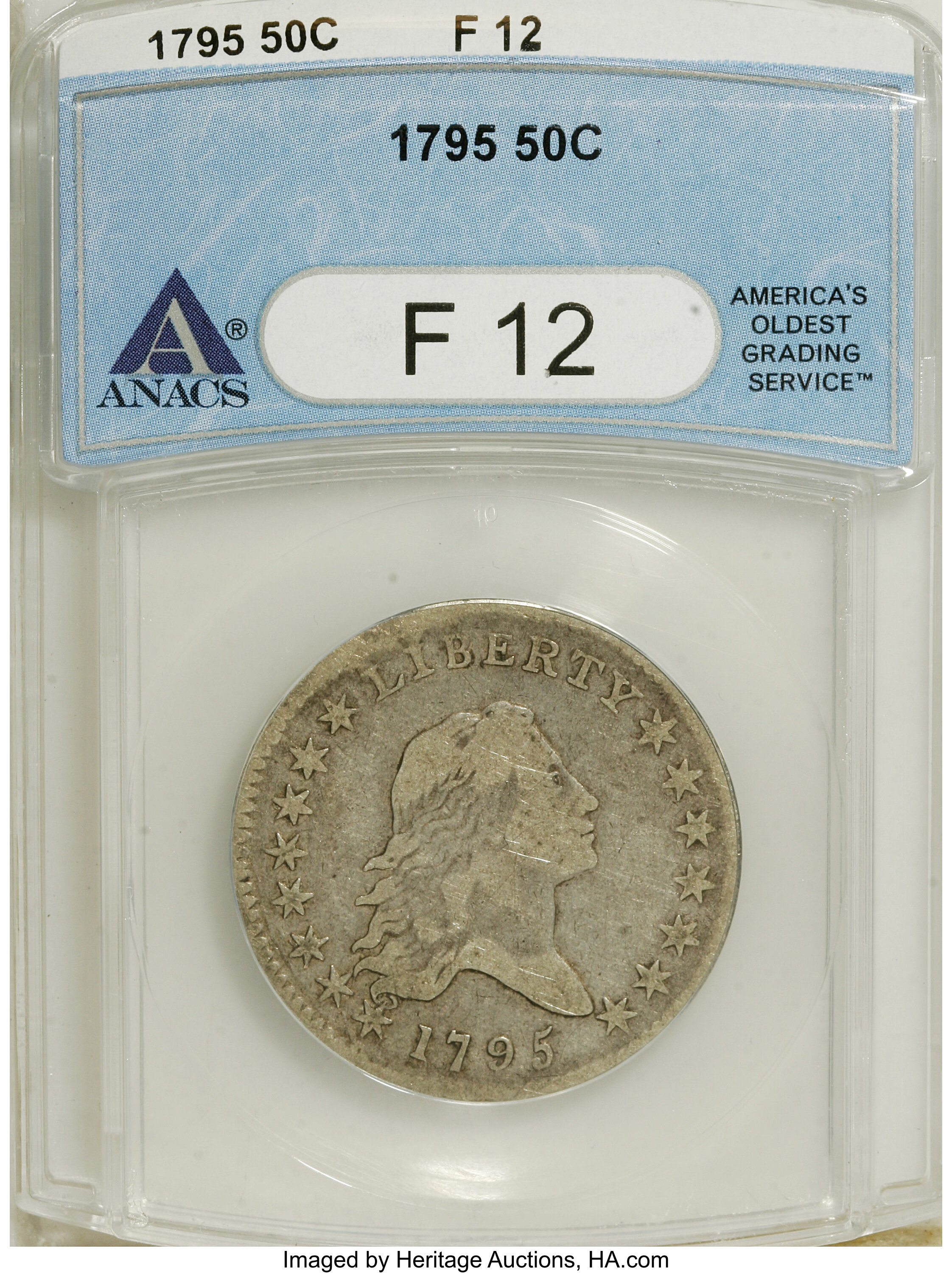 image for: 1795 50C 2 Leaves Fine 12 ANACS....