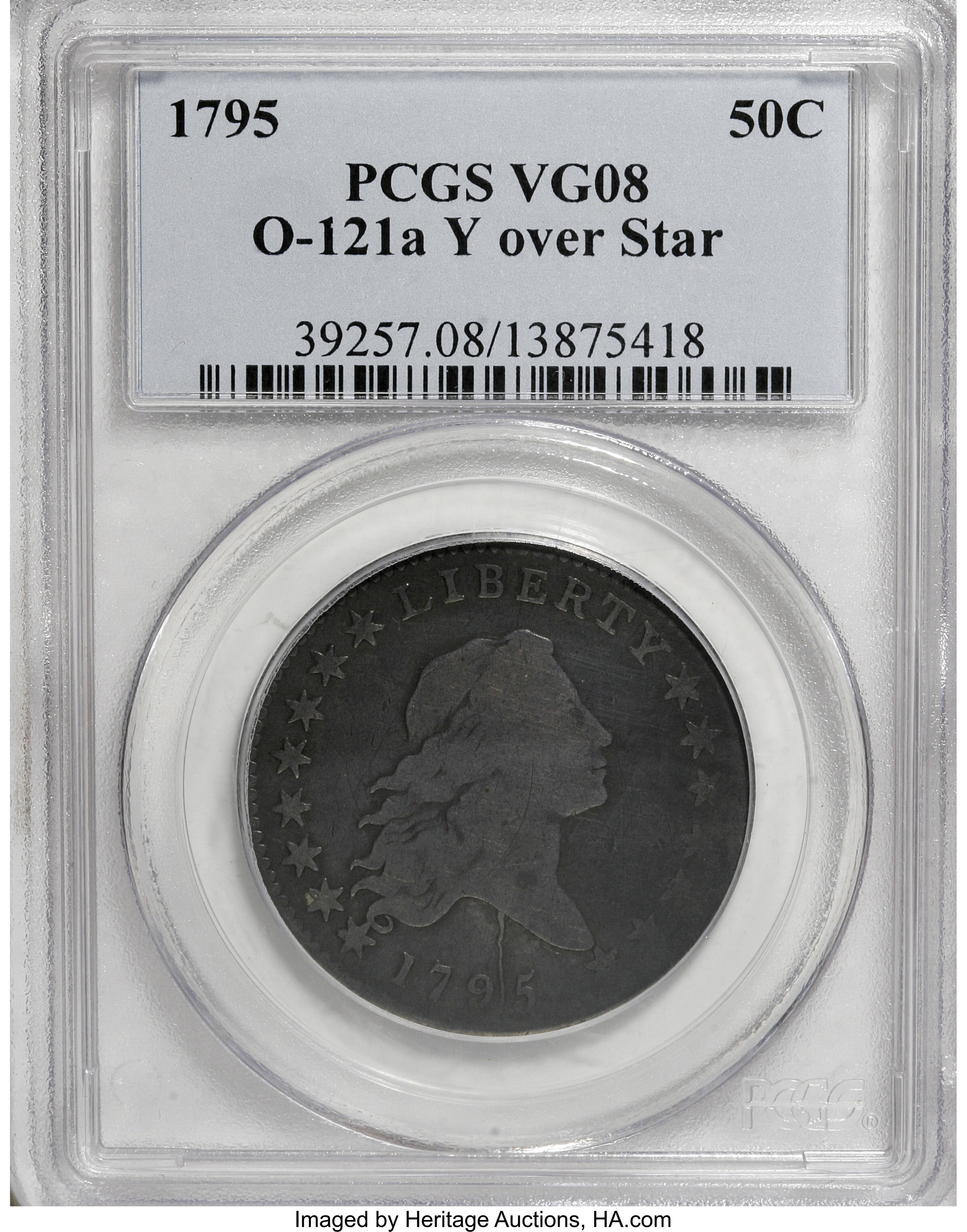 image for: 1795 50C 2 Leaves VG8 PCGS....