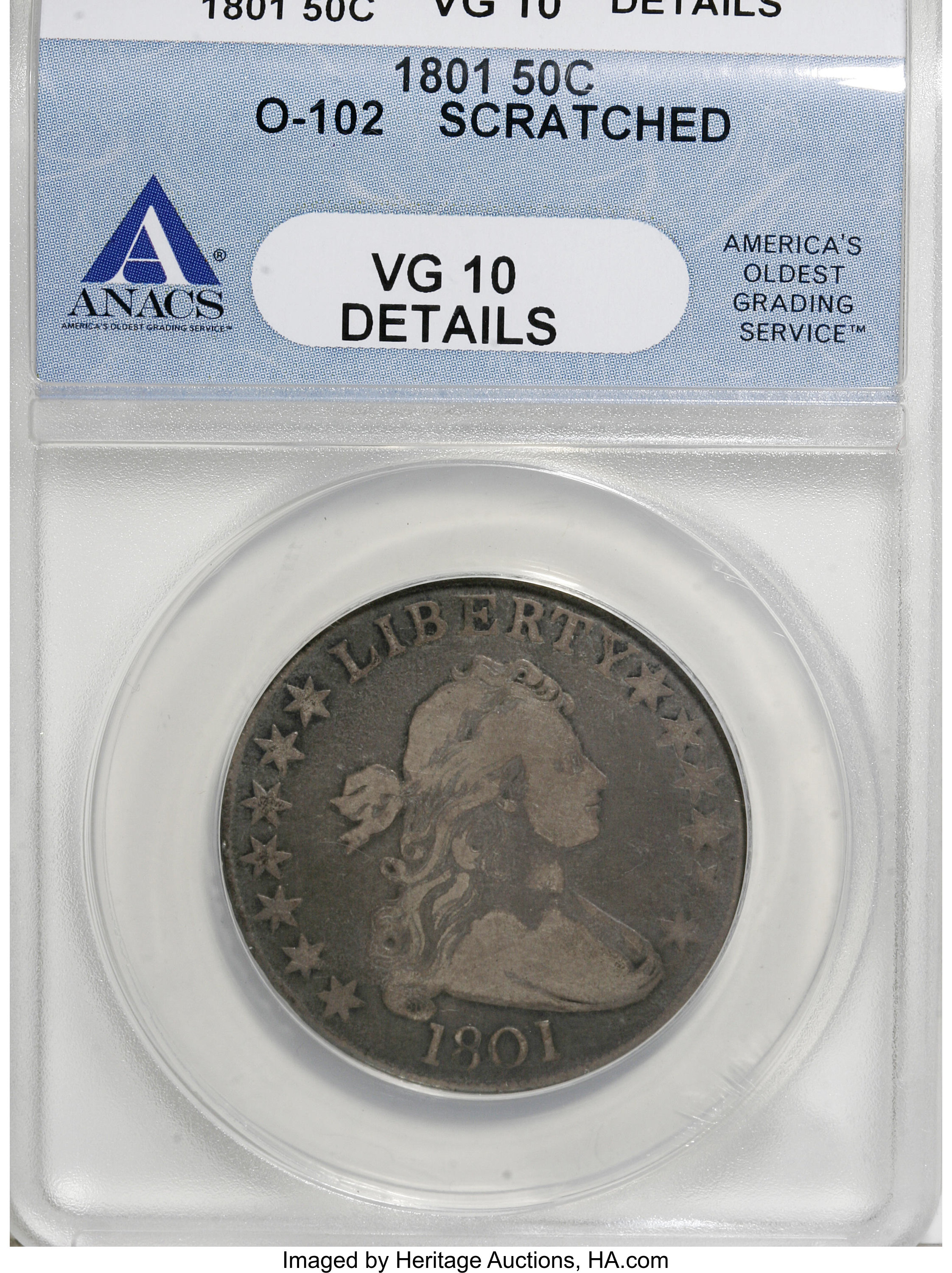 image for: 1801 50C --Scratched--ANACS. VG10 Details....