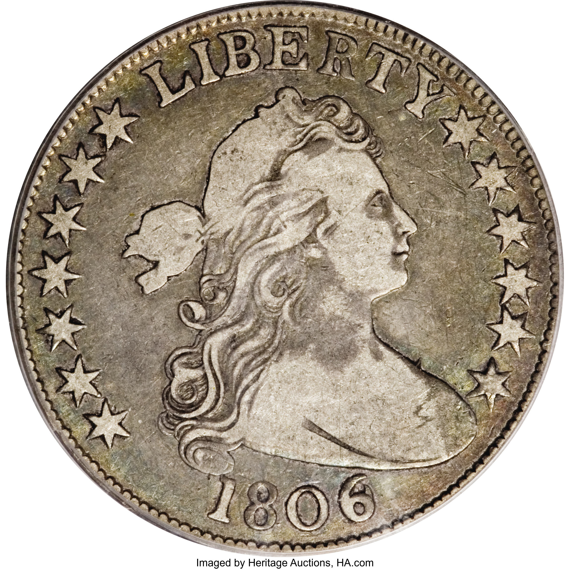 image for: 1806 50C 6 Over Inverted 6 VF20 PCGS....