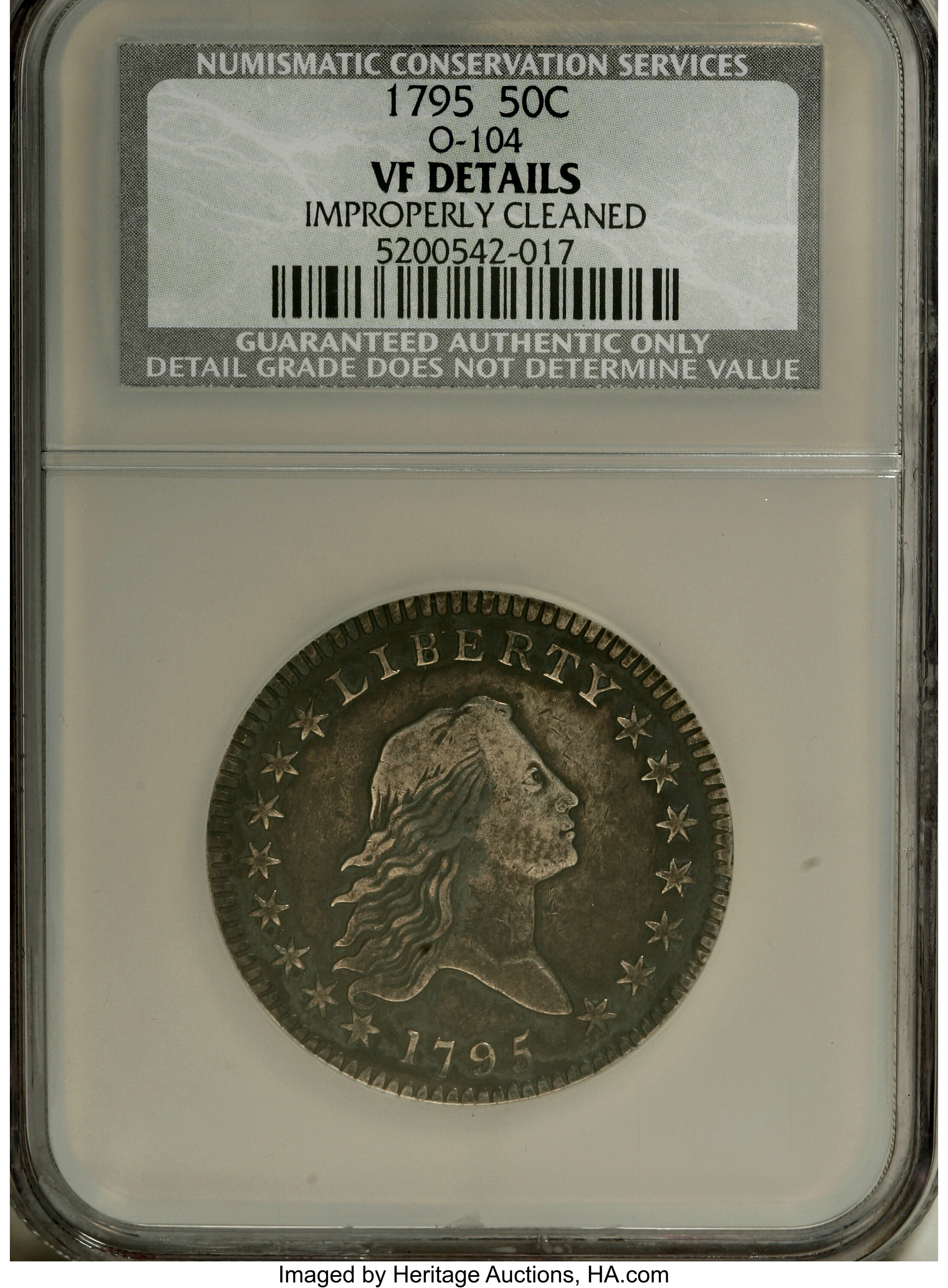 image for: 1795 50C Two Leaves, O-104, R.4--Improperly Cleaned--NCS. VF Details....