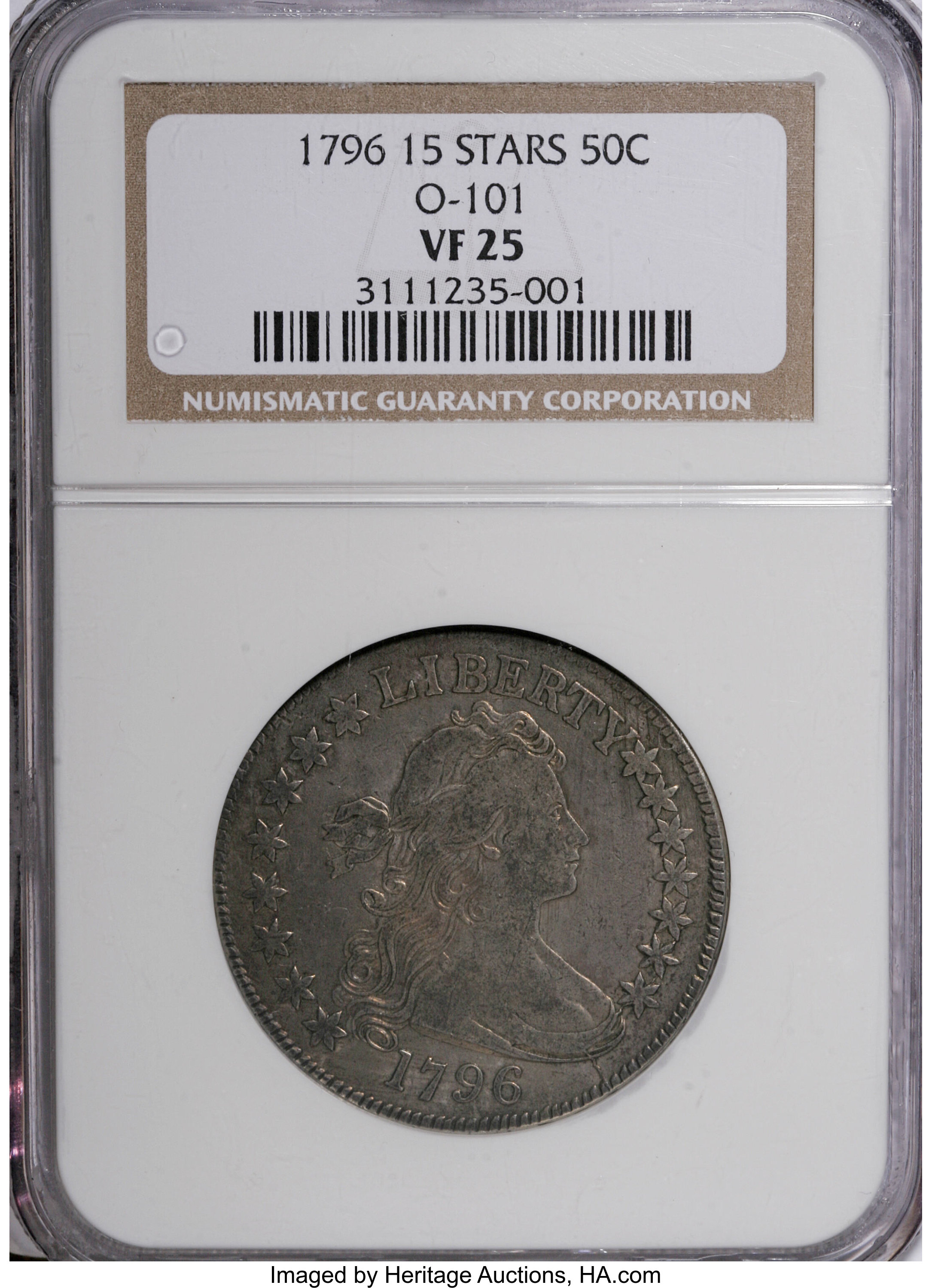 image for: 1796 50C 15 Stars, O-101, R.5 VF25 NGC....