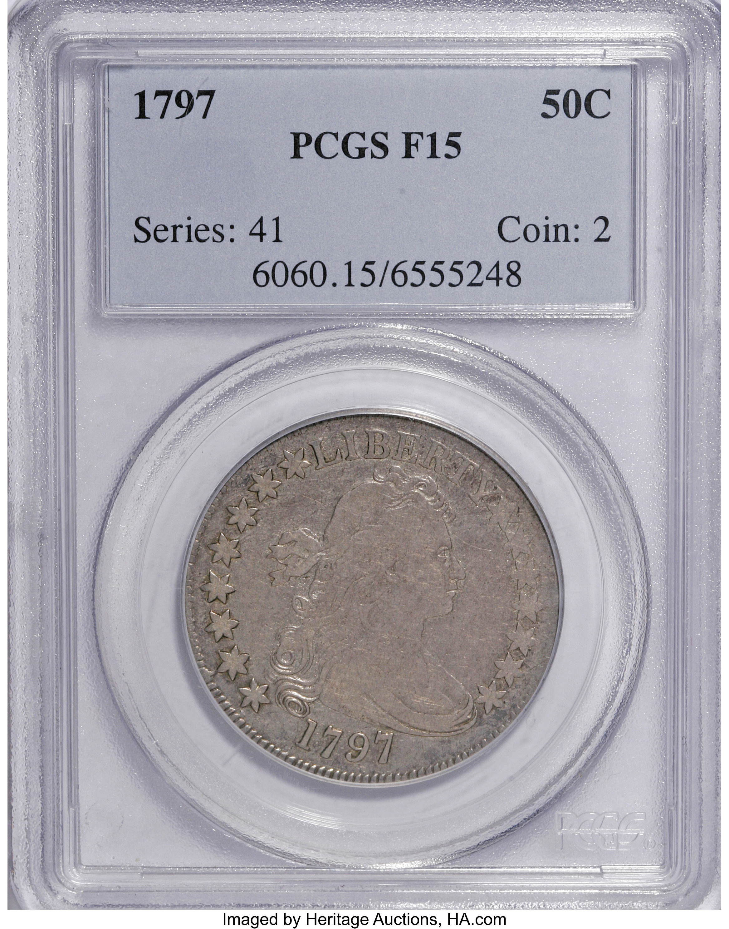 image for: 1797 50C O-102, Low R.6 Fine 15 PCGS....
