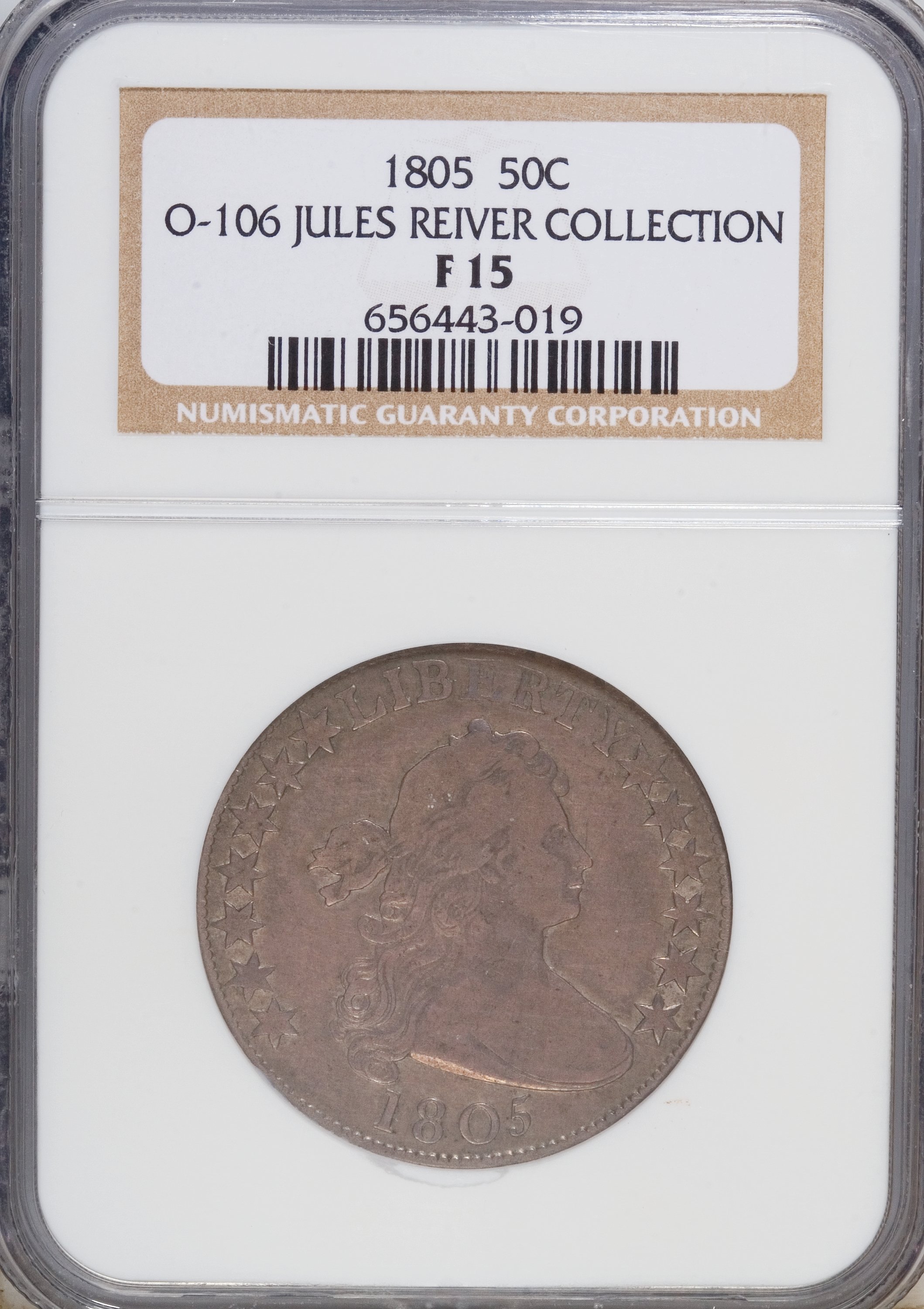 image for: 1805 50C O-106, High R.3 Fine 15 NGC.  NGC Census: (18/230). PCGS Population (26/262). Mintage: 211,722. Numismedia Wsl. Pr...