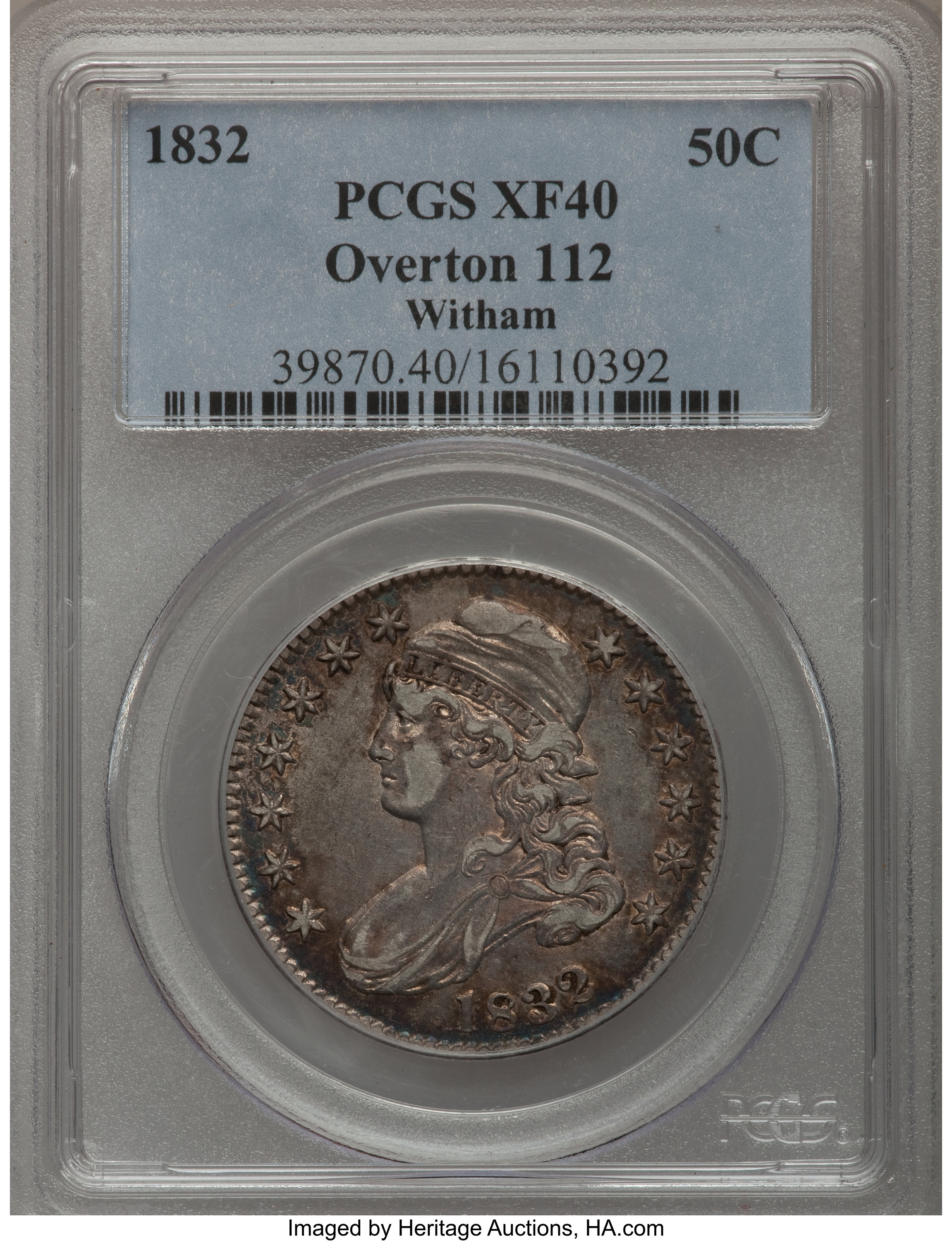 image for: 1832 50C XF40 PCGS.  O-112. Ex: Witham Collection.   (#39870)...