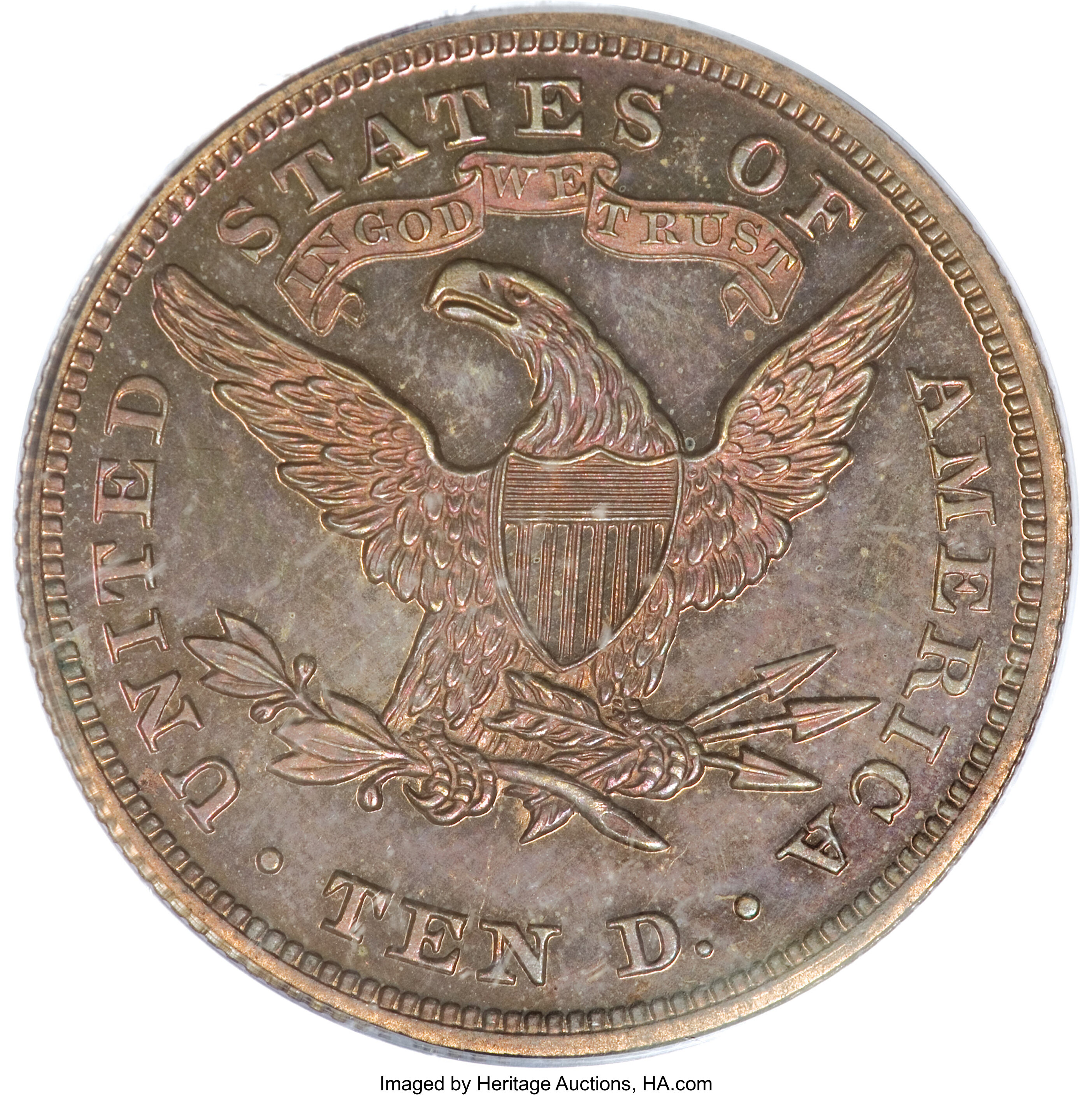 image for: 1865 $10 Ten Dollar, Judd-450, Pollock-522, High R.6, PR65 Red and Brown PCGS....