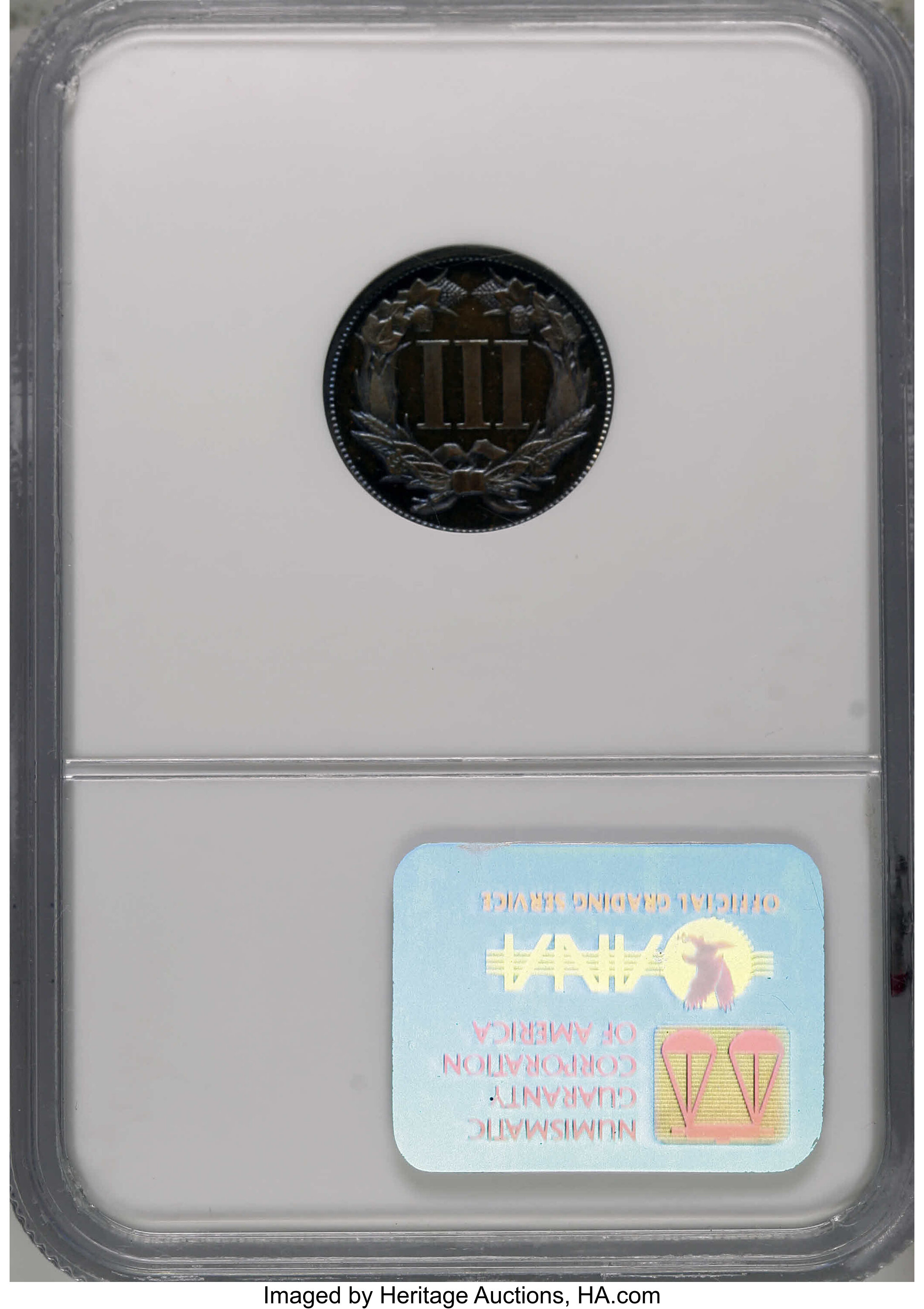 image for: 1868 3C Three Cent Nickel, Judd-616, Pollock-682, High R.6, PR66  ★  Brown NGC....