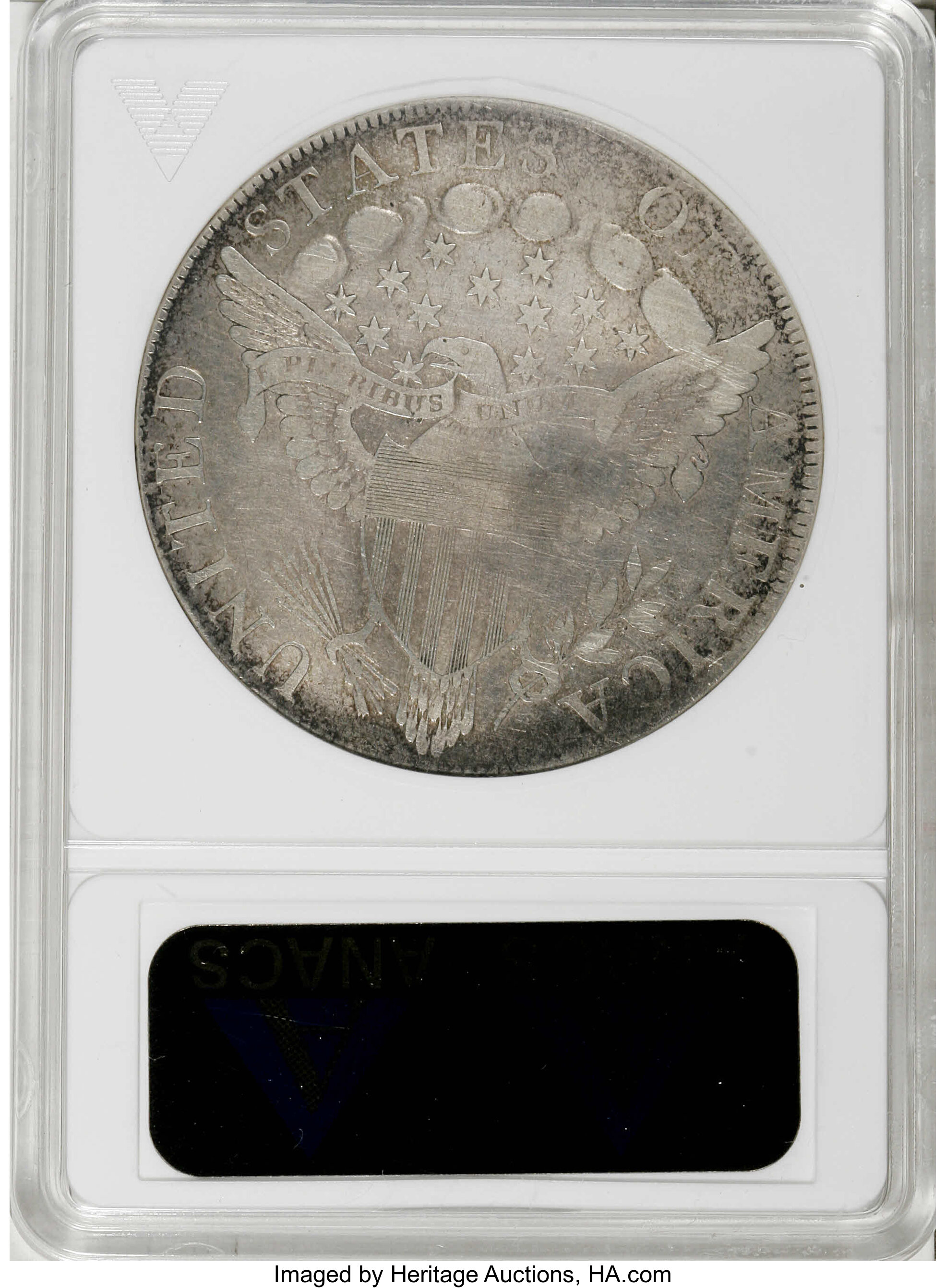 image for: 1798 $1 5 Stripes--Defective Planchet, Scratched, Cleaned--ANACS. Fine 12 Details. B-17, BB-1...