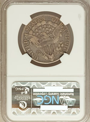 image for: 1806 50C Pointed 6, Stem, O-120a, R.3 Fine 12 NGC. NGC Census: (0/0). PCGS Population (0/4)....