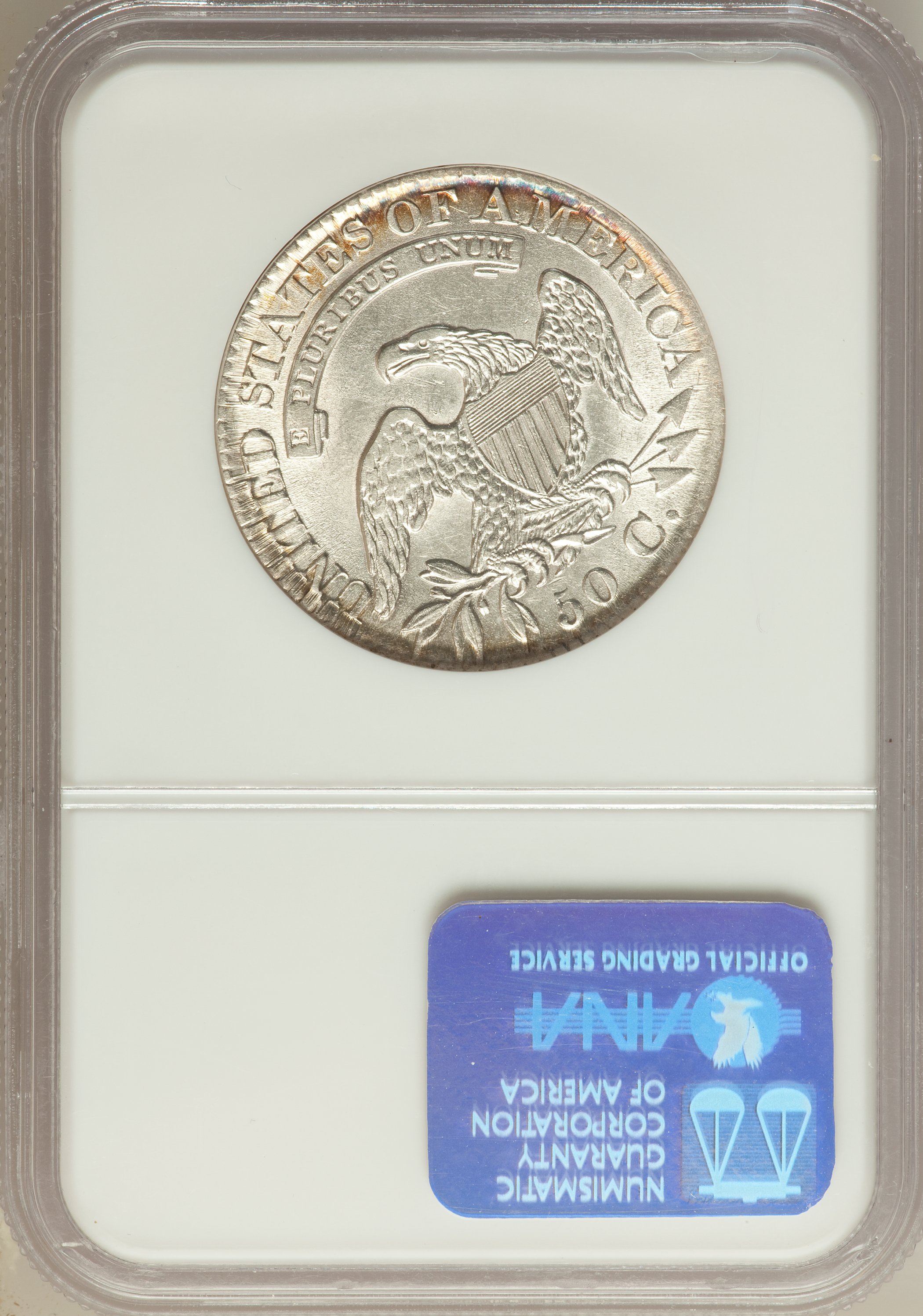 image for: 1827 50C O-117A, Square Base 2 AU55 NGC. NGC Census: (0/0). PCGS Population (0/0). Mintage: 5,493,400....