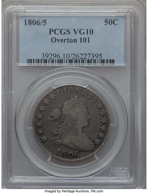 image for: 1806/5 50C O-101, R.3 VG10 PCGS. PCGS Population (1/7). NGC Census: (0/0). ...