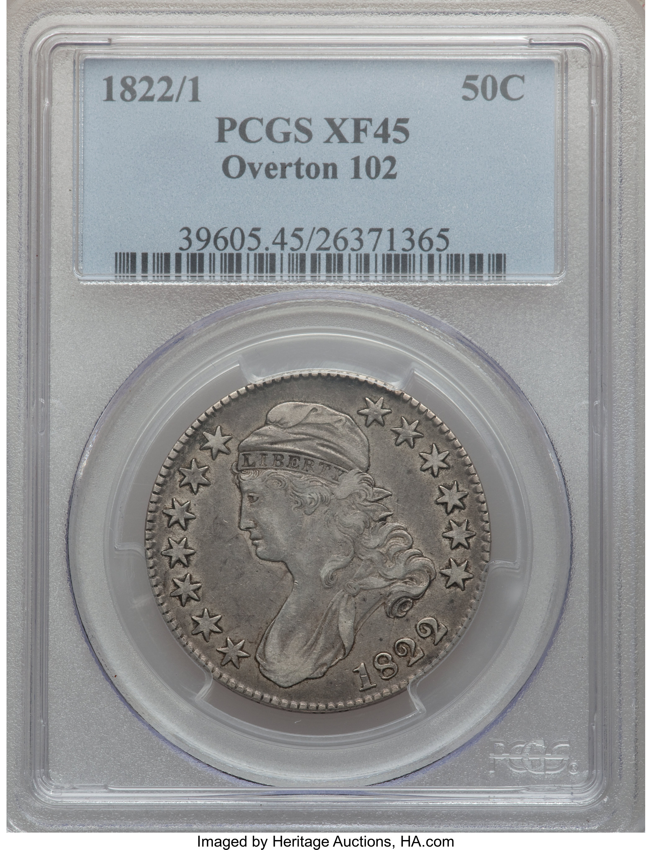 image for: 1822/1 50C O-102, High R.4 XF45 PCGS. PCGS Population (0/0). NGC Census: (0/0)....