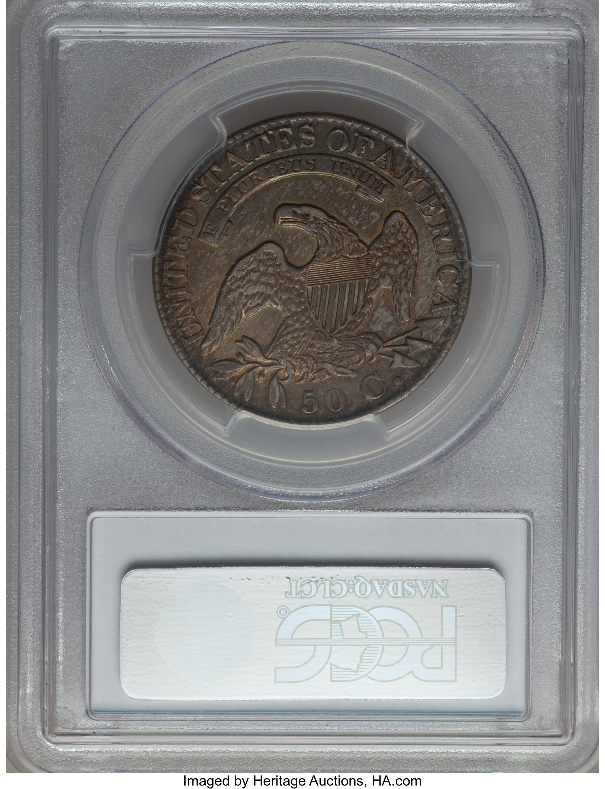 image for: 1827 50C Square Base 2, O-104, R.1 AU55 PCGS. PCGS Population (0/0). NGC Census: (0/0)....