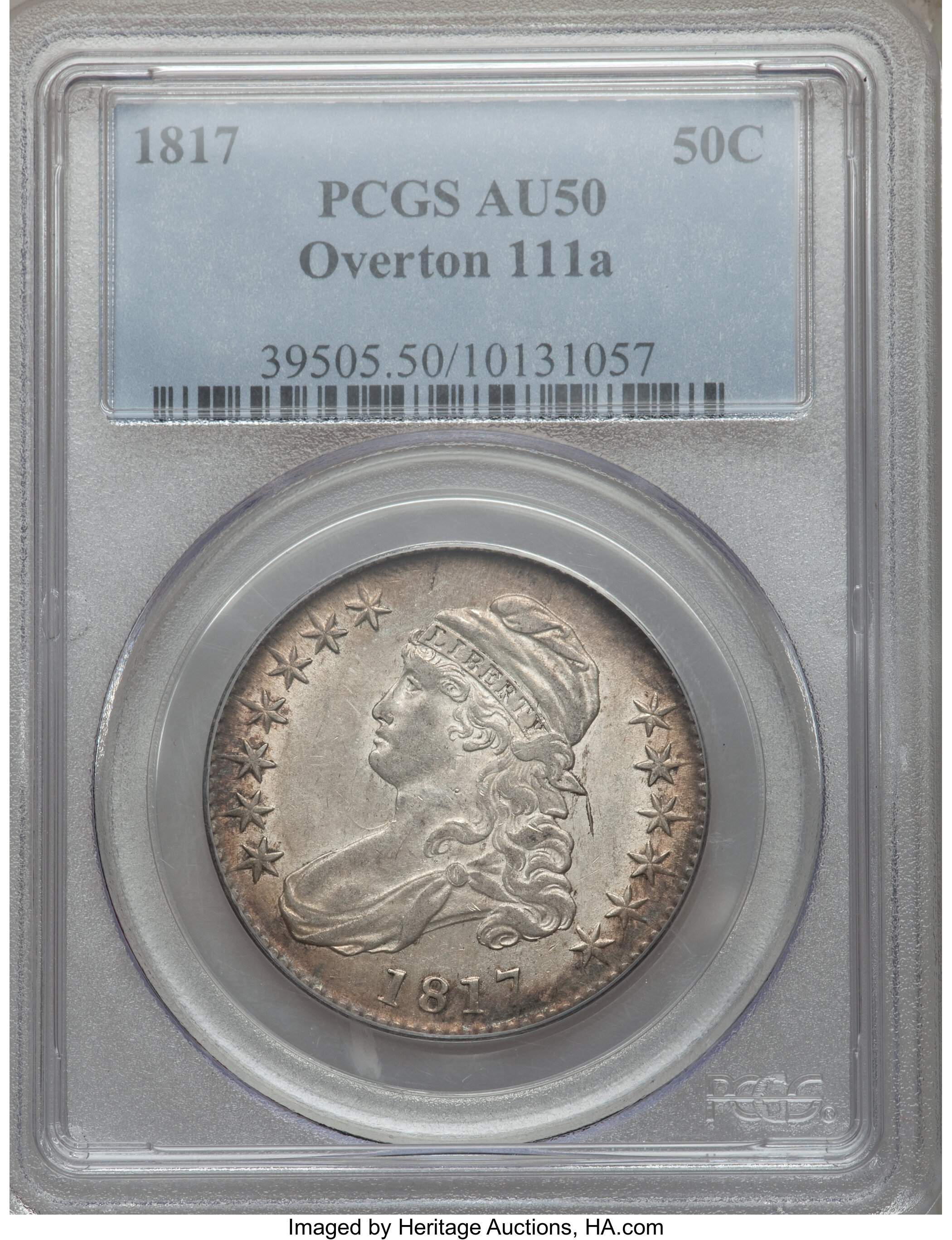 image for: 1817 50C O-111a, R.1, AU50 PCGS. PCGS Population (1/4). NGC Census: (0/0).  ...