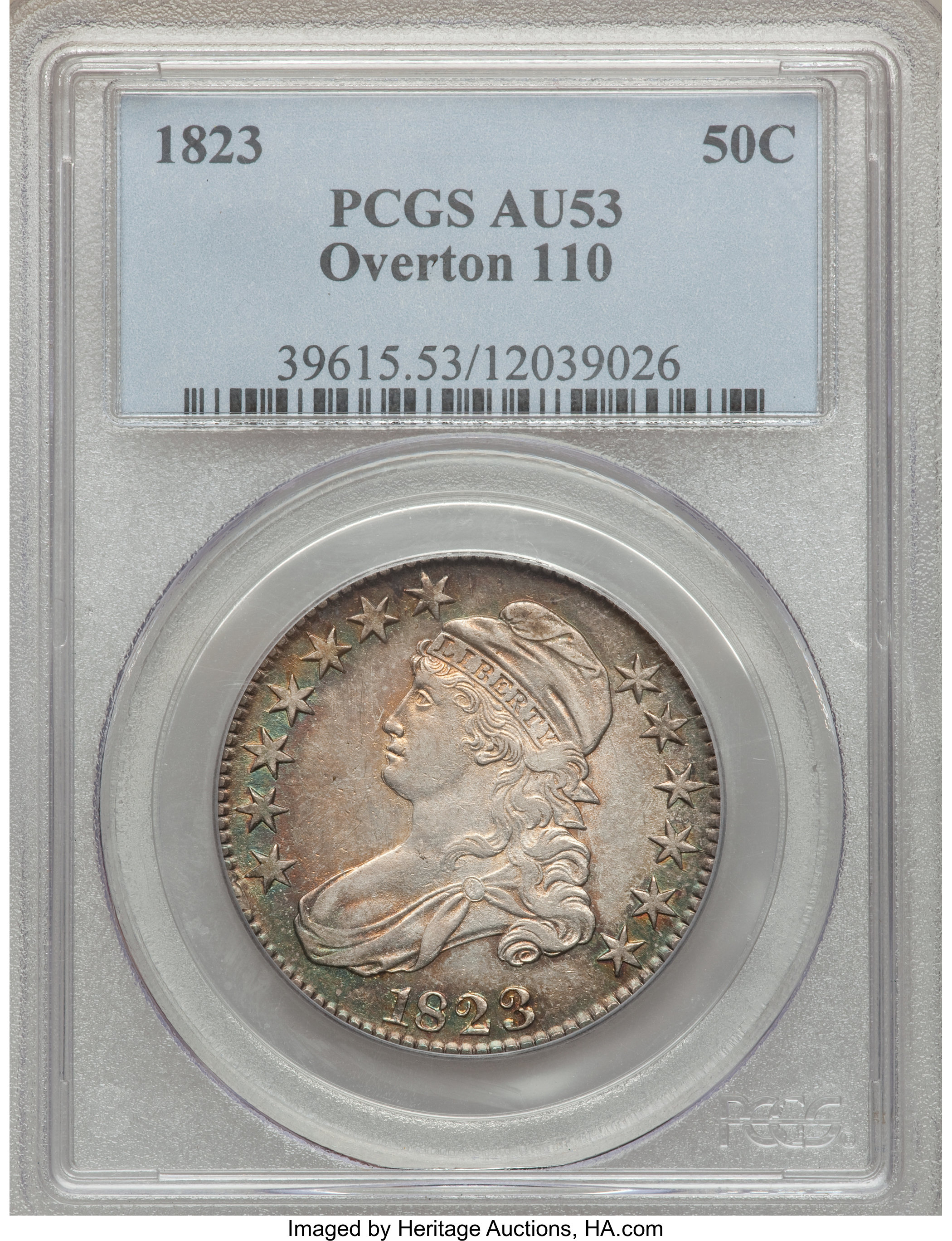 image for: 1823 50C O-110 AU53 PCGS. PCGS Population (1/2). NGC Census: (0/0).  ...