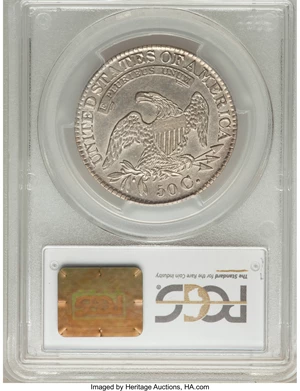 image for: 1828 50C Square Base 2, Small 8, Large Letters AU53 PCGS. O-116, R.2....