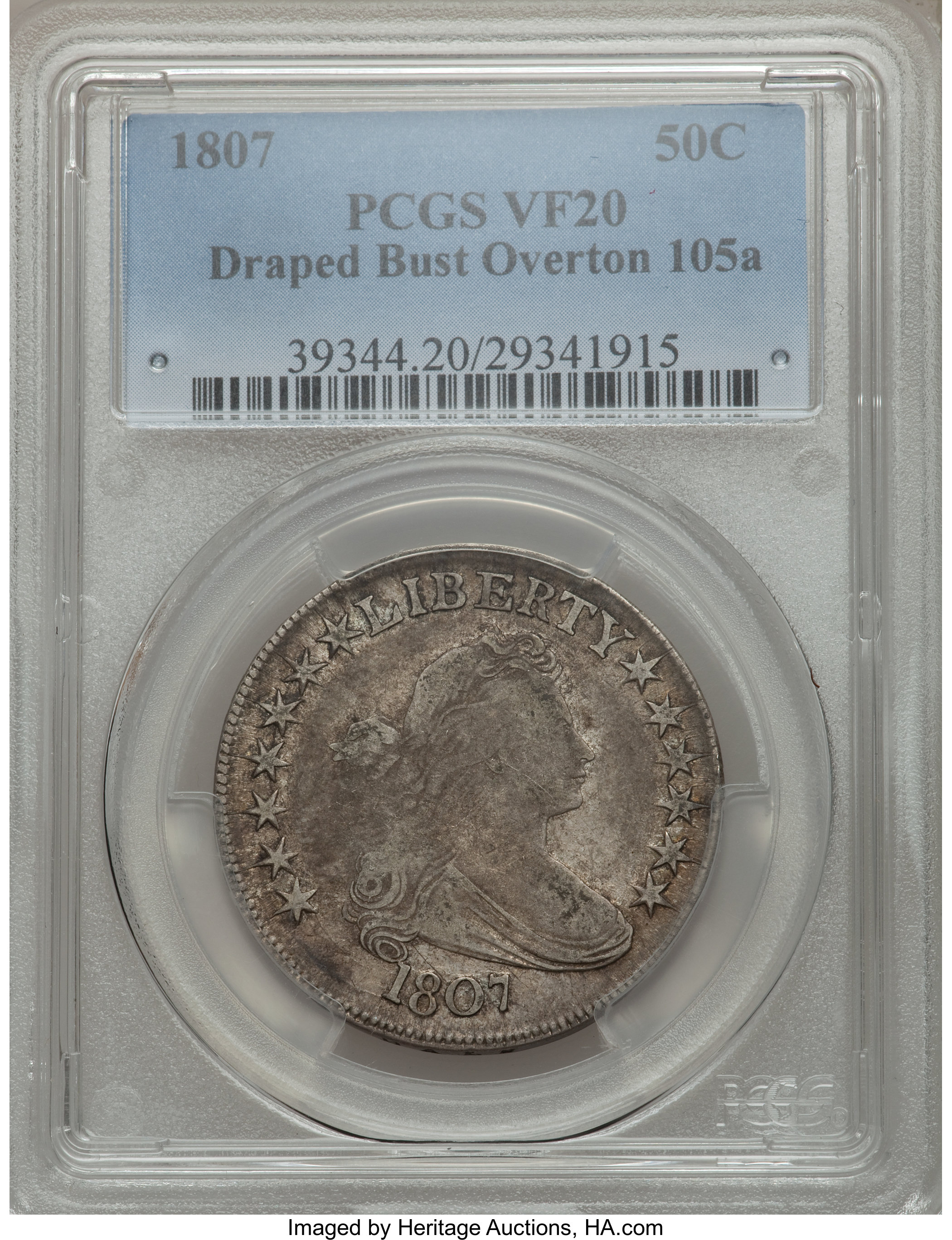 image for: 1807 50C O-105a, R.4 VF20 PCGS. PCGS Population (3/2). NGC Census: (0/0)....