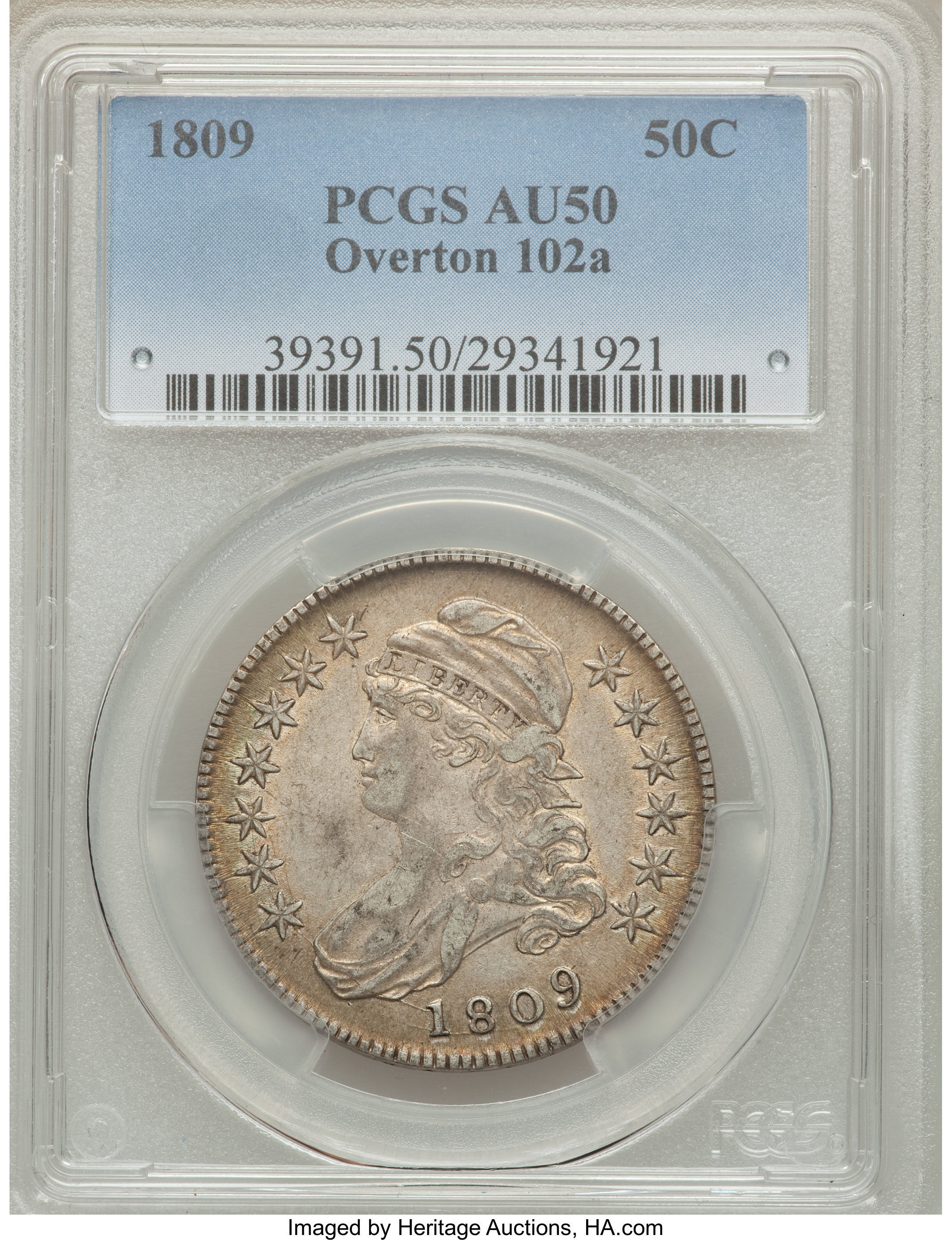 image for: 1809 50C O-102a AU50 PCGS. PCGS Population (1/4). NGC Census: (0/0).  ...