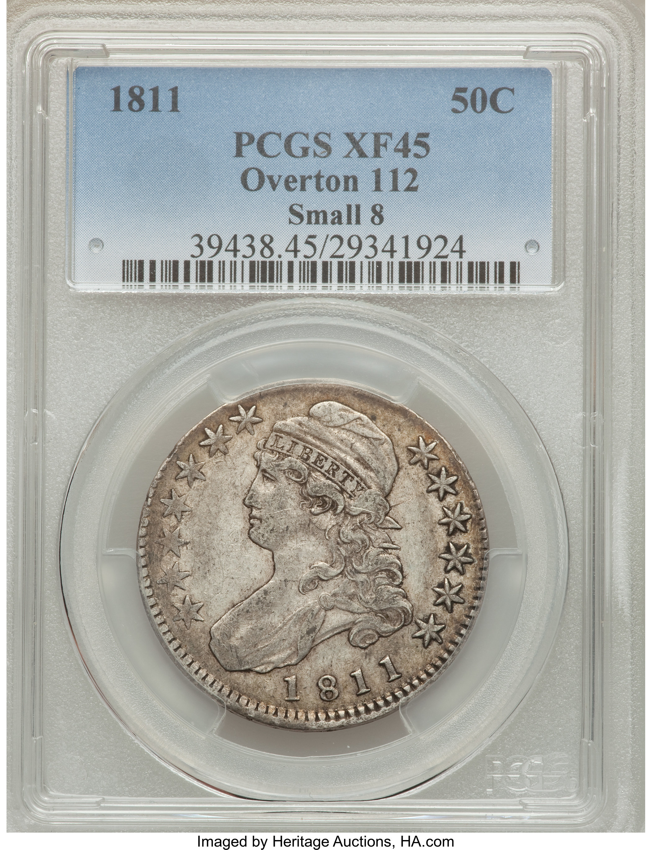 image for: 1811 50C Small 8, O-112 XF45 PCGS. PCGS Population (0/0). NGC Census: (0/0).  ...