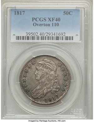 image for: 1817 50C O-110 XF40 PCGS. PCGS Population (0/0). NGC Census: (0/0). Mintage: 1,215,567. ...