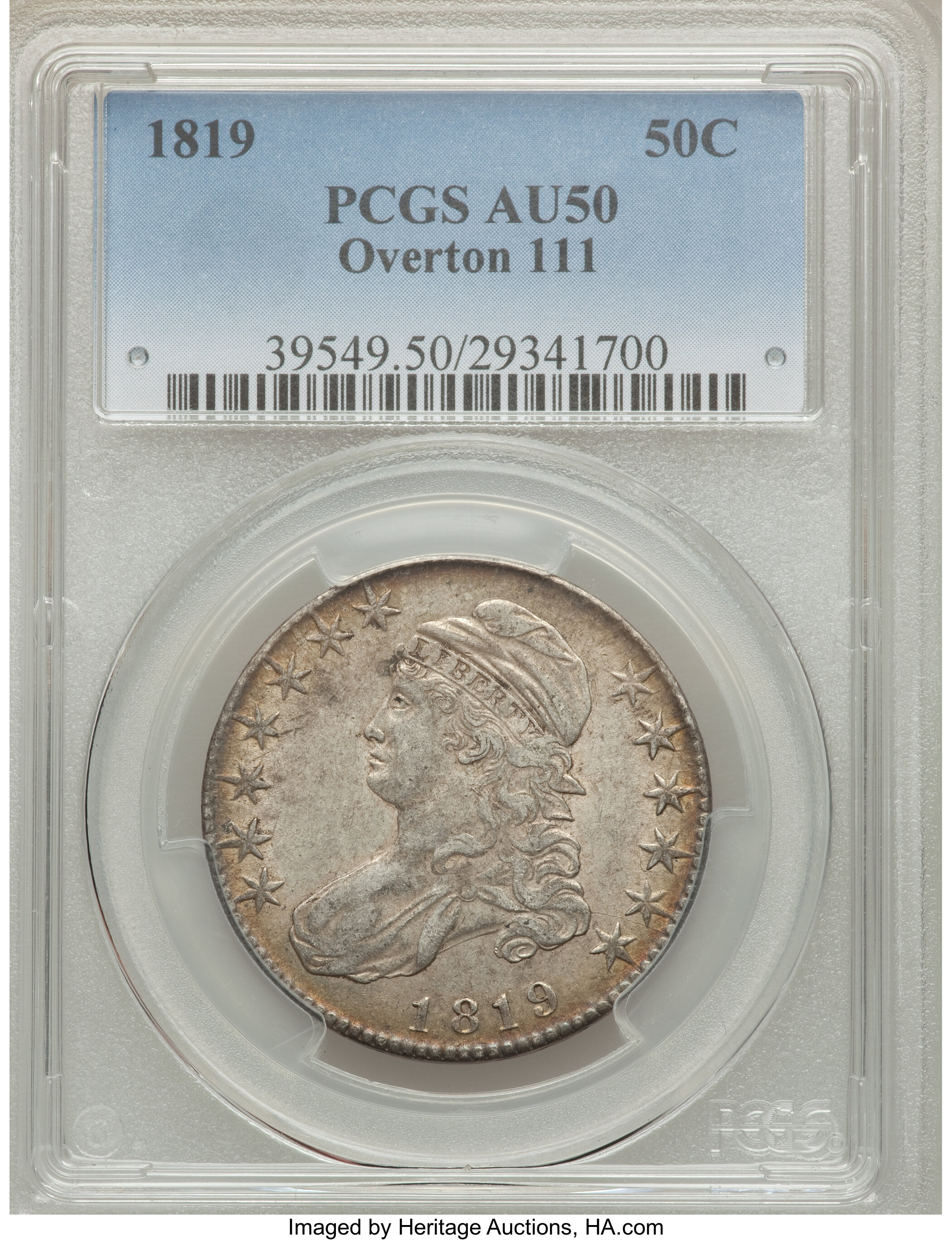 image for: 1819 50C O-111 AU50 PCGS. PCGS Population (0/0). NGC Census: (0/0). Mintage: 2,208,000. ...