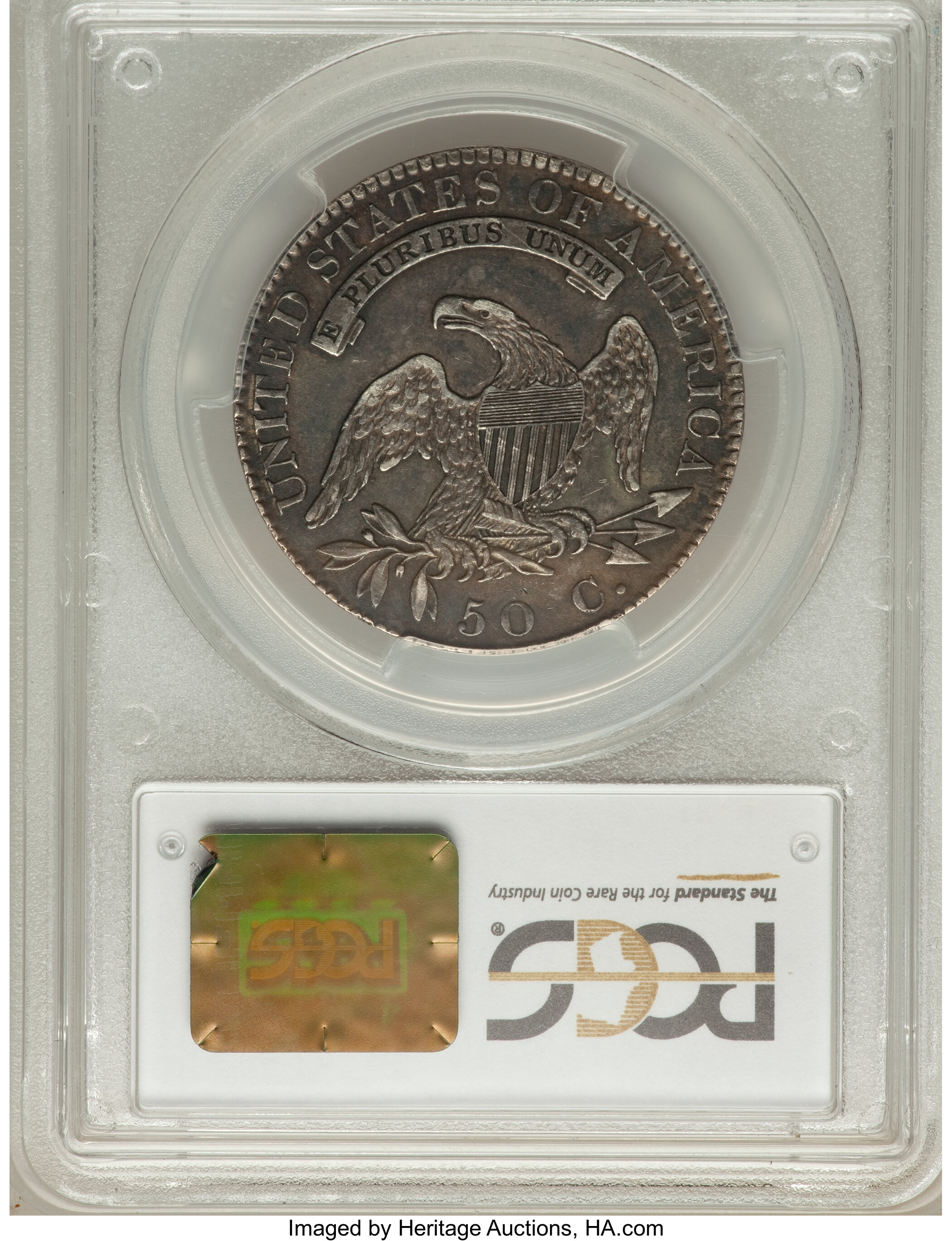 image for: 1819/8 50C Large 9, O-104, R.1, AU50 PCGS. PCGS Population (2/6). NGC Census: (0/0)....