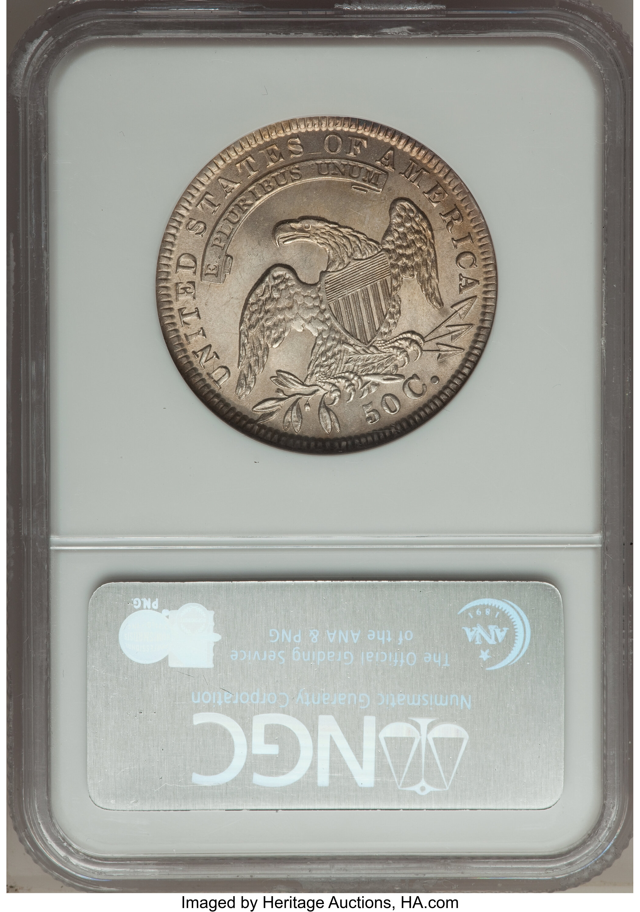 image for: 1834 50C Large Date, Small Letters, O-105, R.1, MS63 NGC....
