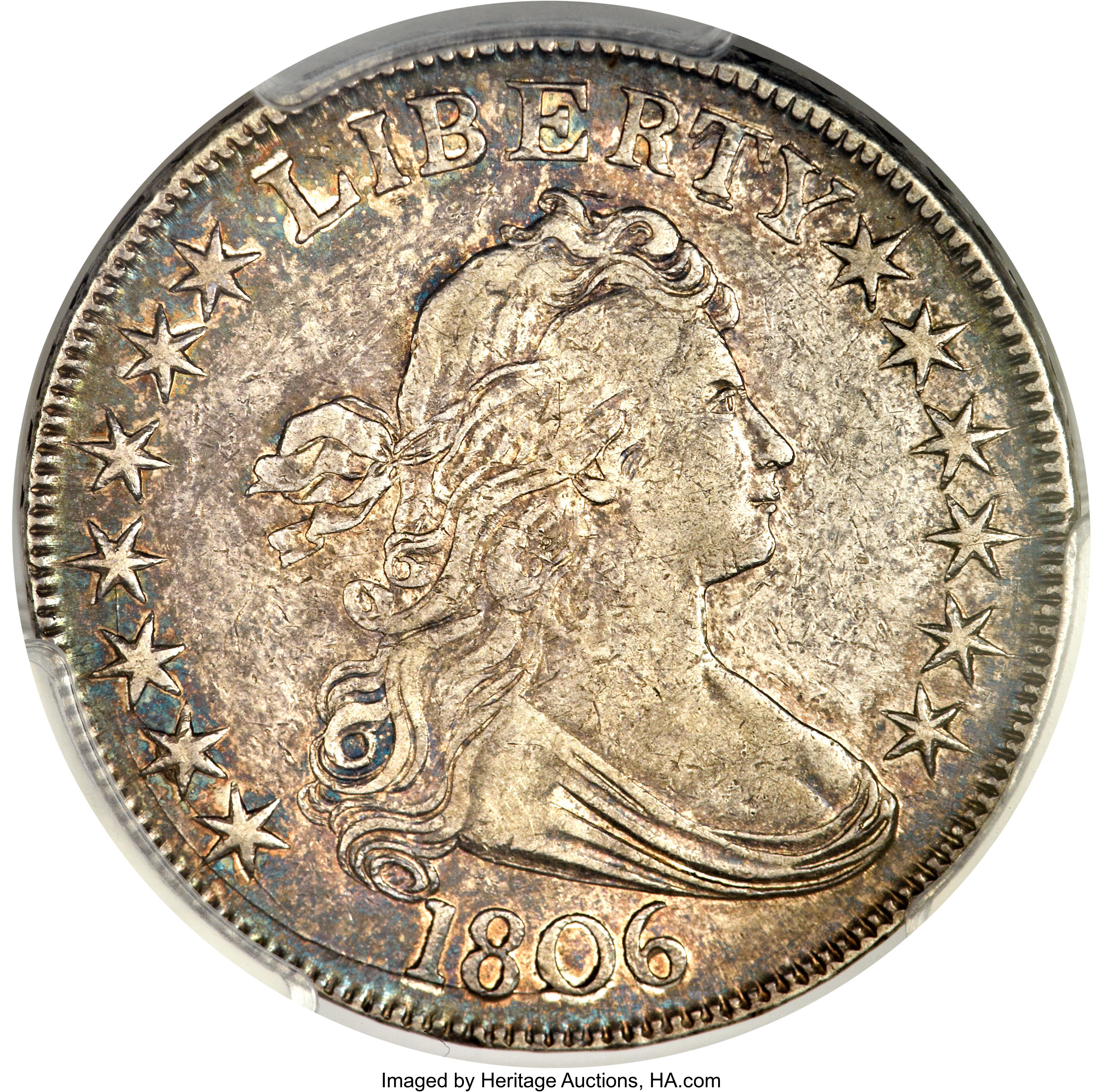 image for: 1806 50C Pointed 6, Stem O-115, R.1 AU53 PCGS....