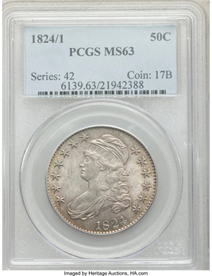 image for: 1824/1 50C O-101, R.2, MS63 PCGS....