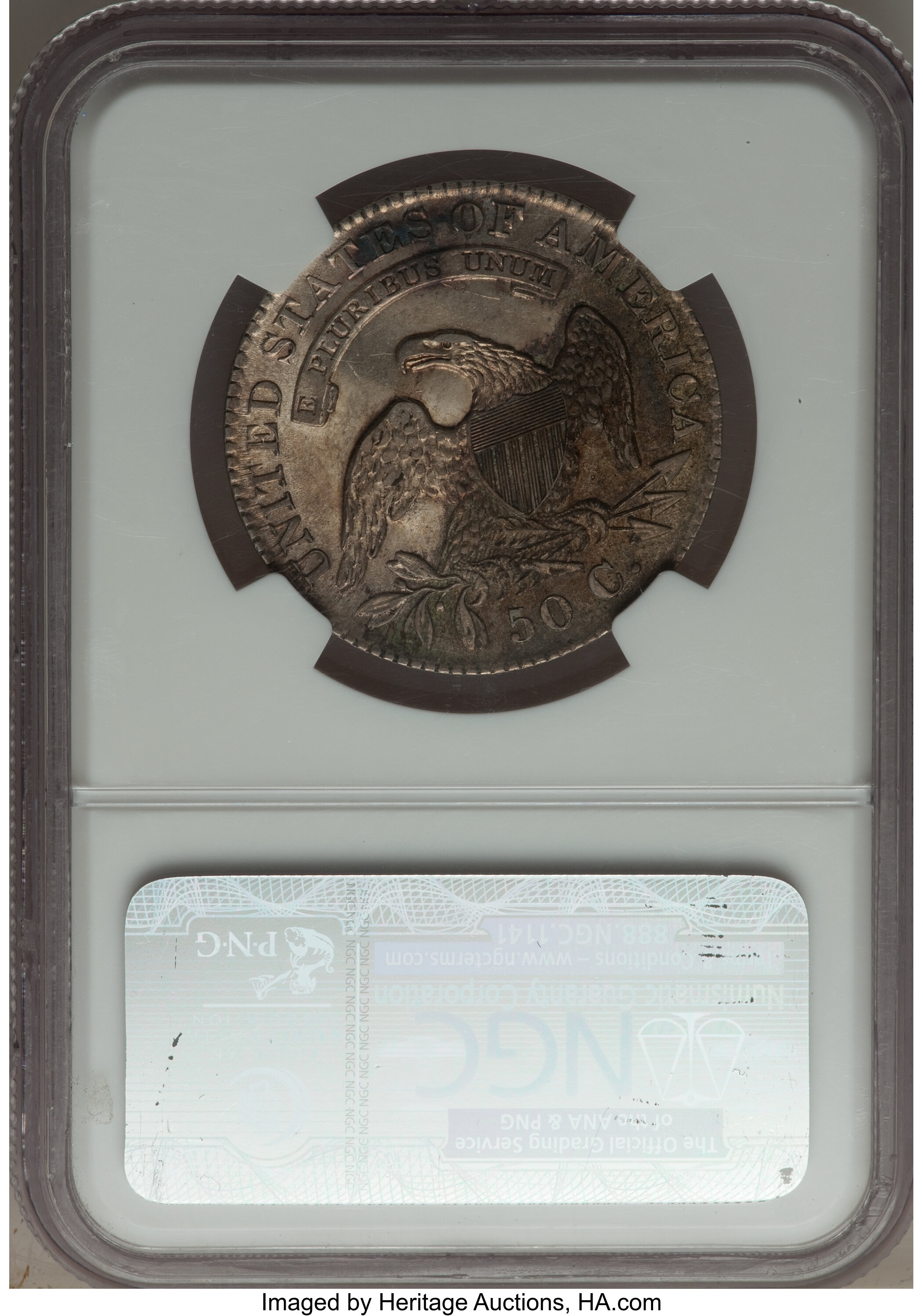 image for: 1830 50C Small 0, O-117, R.2, AU55 NGC. NGC Census: (7/8). PCGS Population (1/2). Mintage: 4,764,800. ...