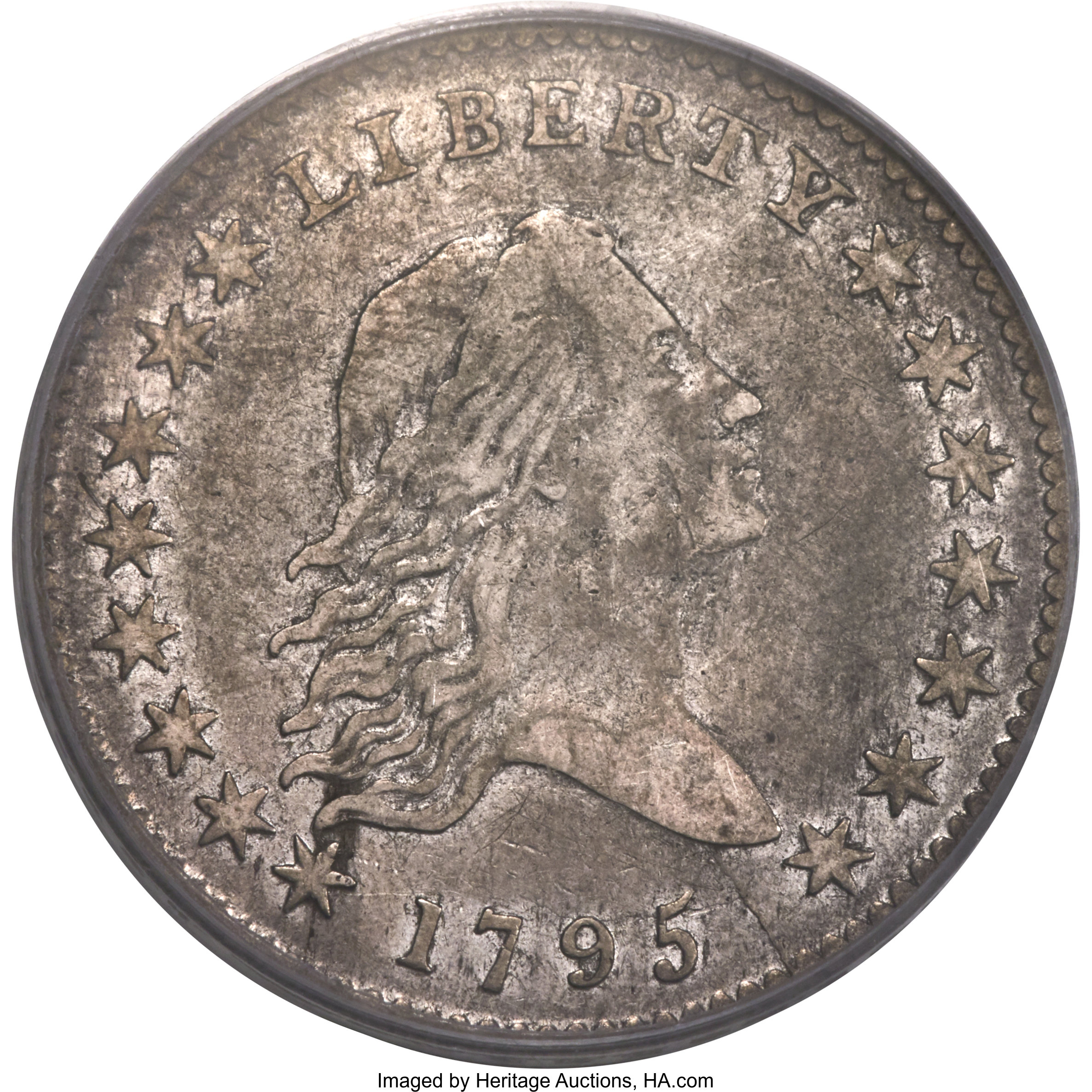 image for: 1795 50C 2 Leaves, O-117a, T-3, R.4, VF35 PCGS....