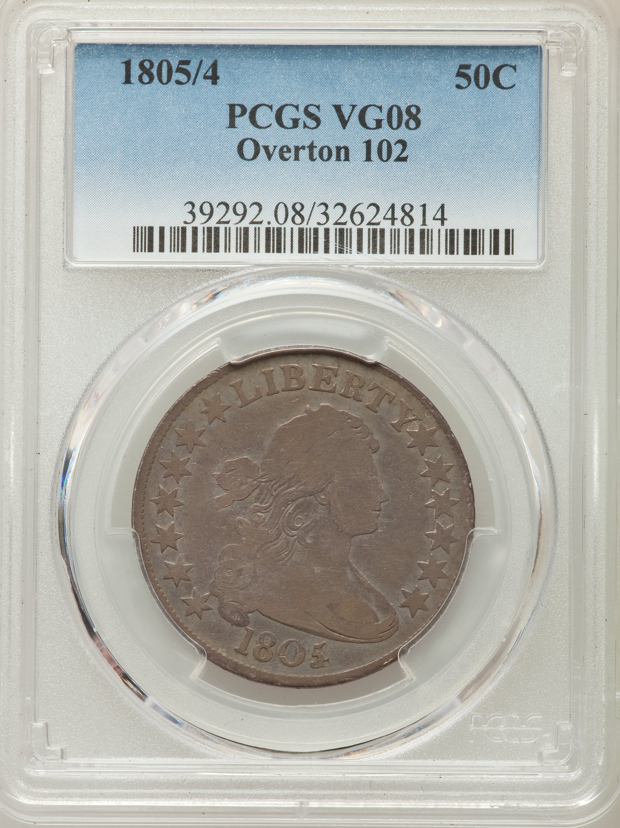 image for: 1805/4 50C O-102, T-5, R.3, VG8 PCGS....