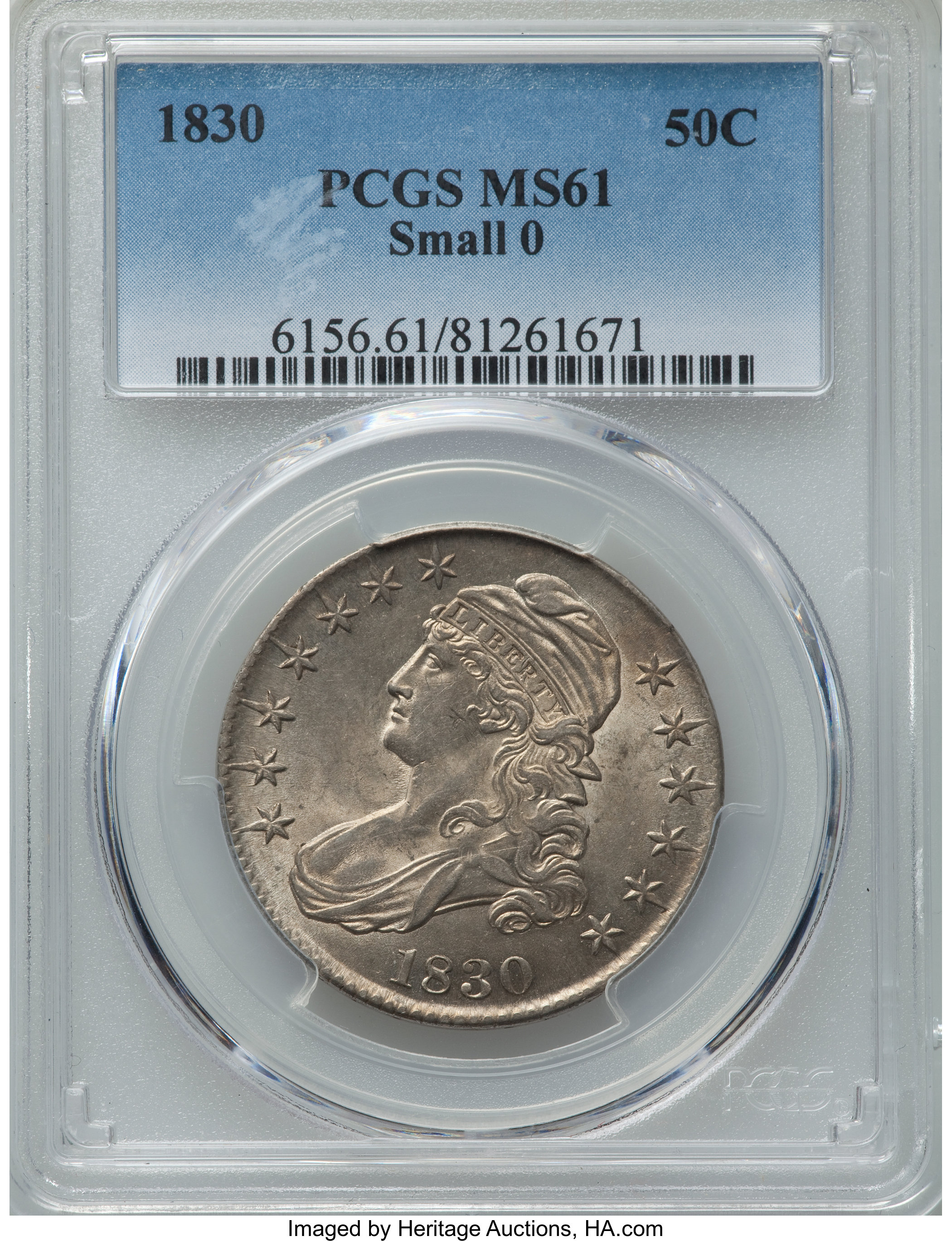 image for: 1830 50C Small 0, O-101, R.1, MS61 PCGS....