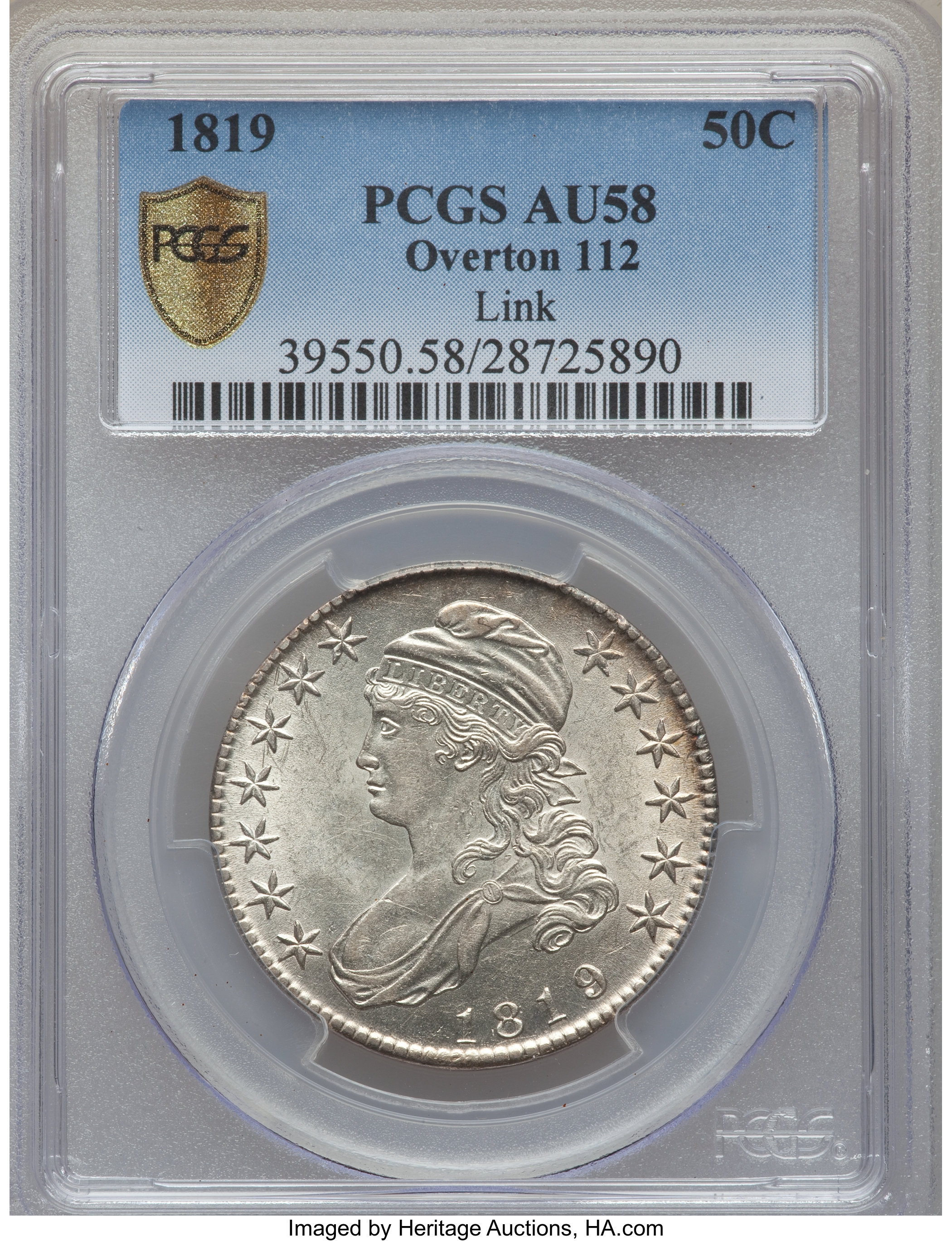 image for: 1819 50C O-112, R.3, AU58 PCGS Secure....
