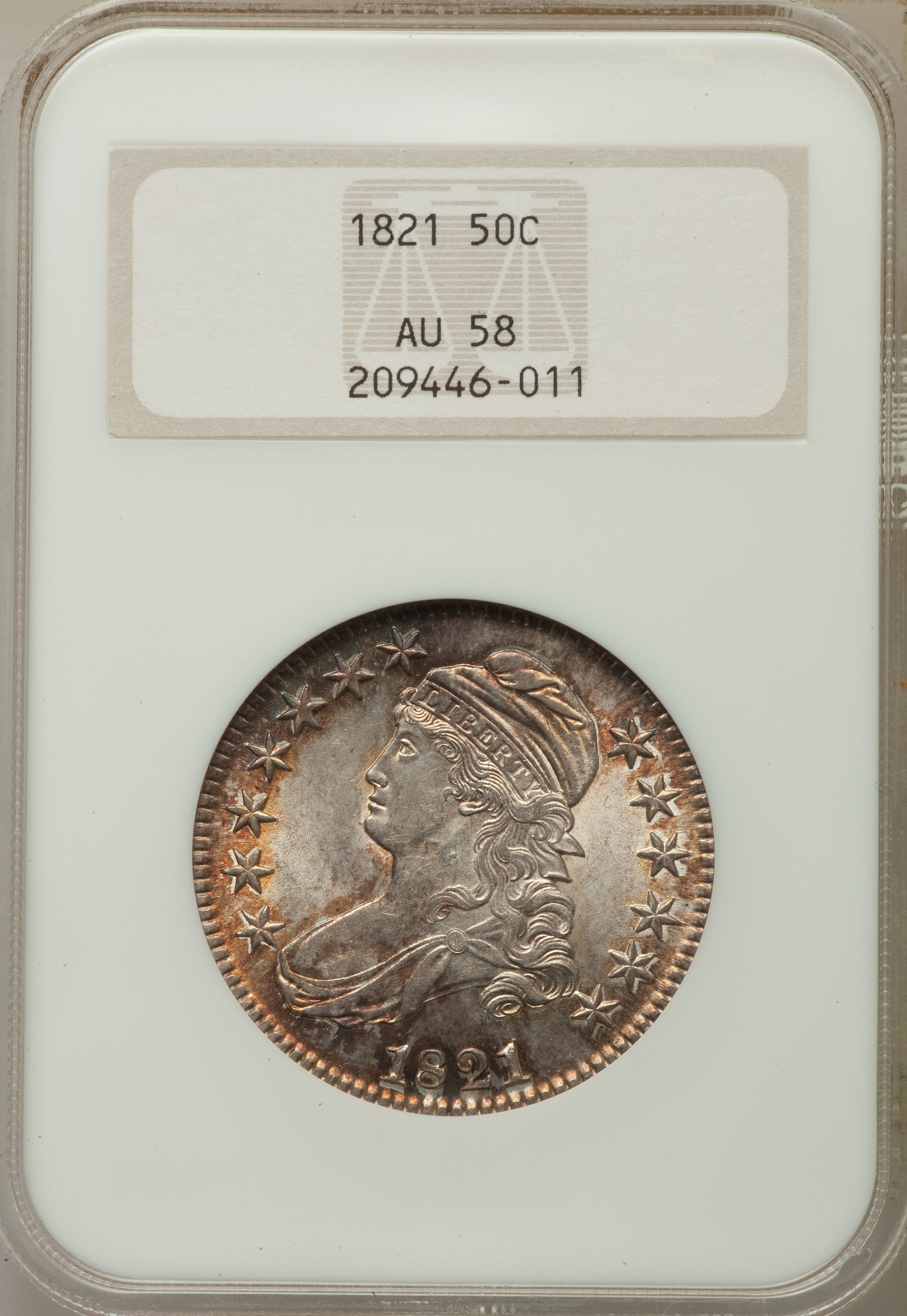 image for: 1821 50C O-103, R.2, AU58 NGC....
