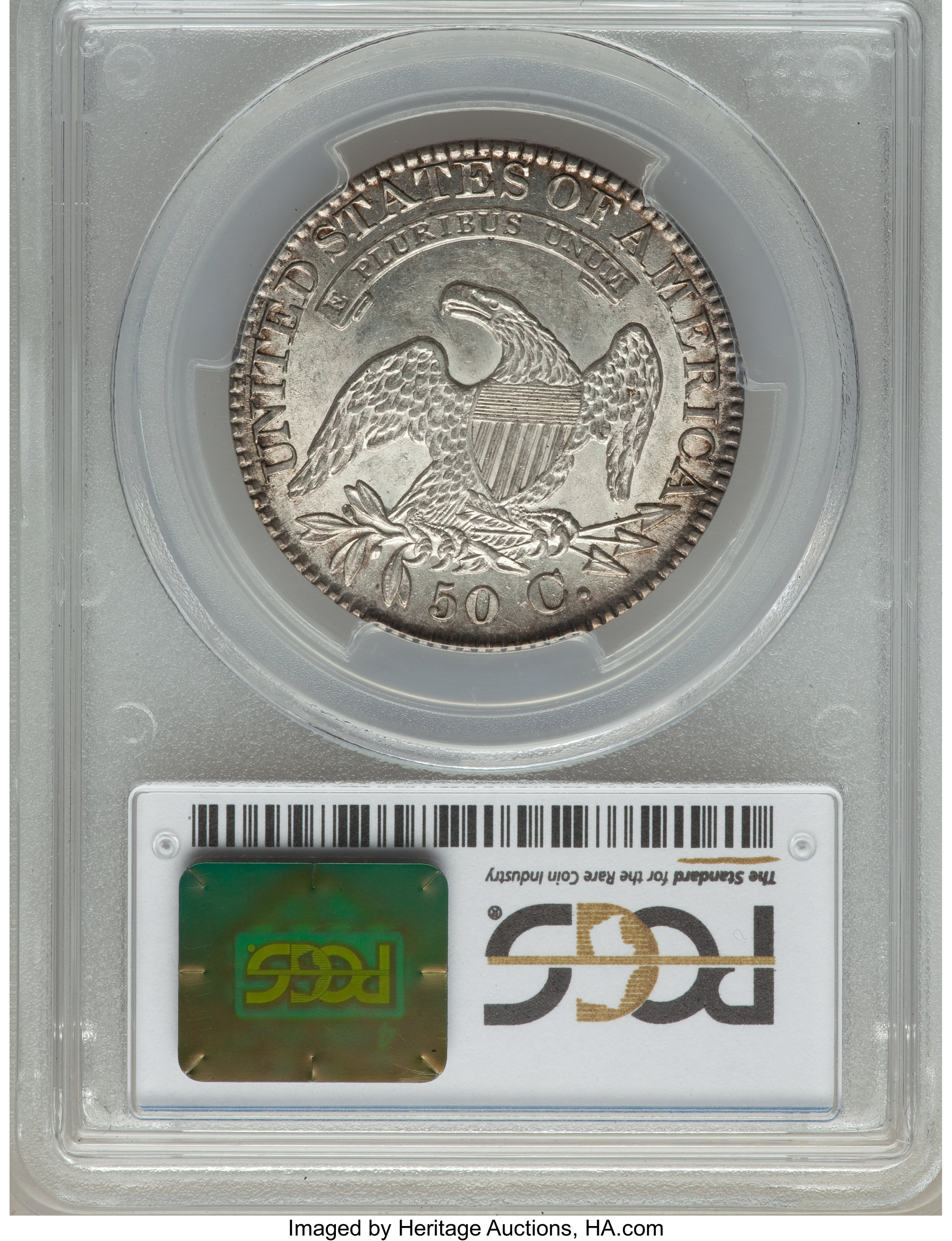 image for: 1827 50C Square Base 2, O-132, R.3, MS63 PCGS Secure....