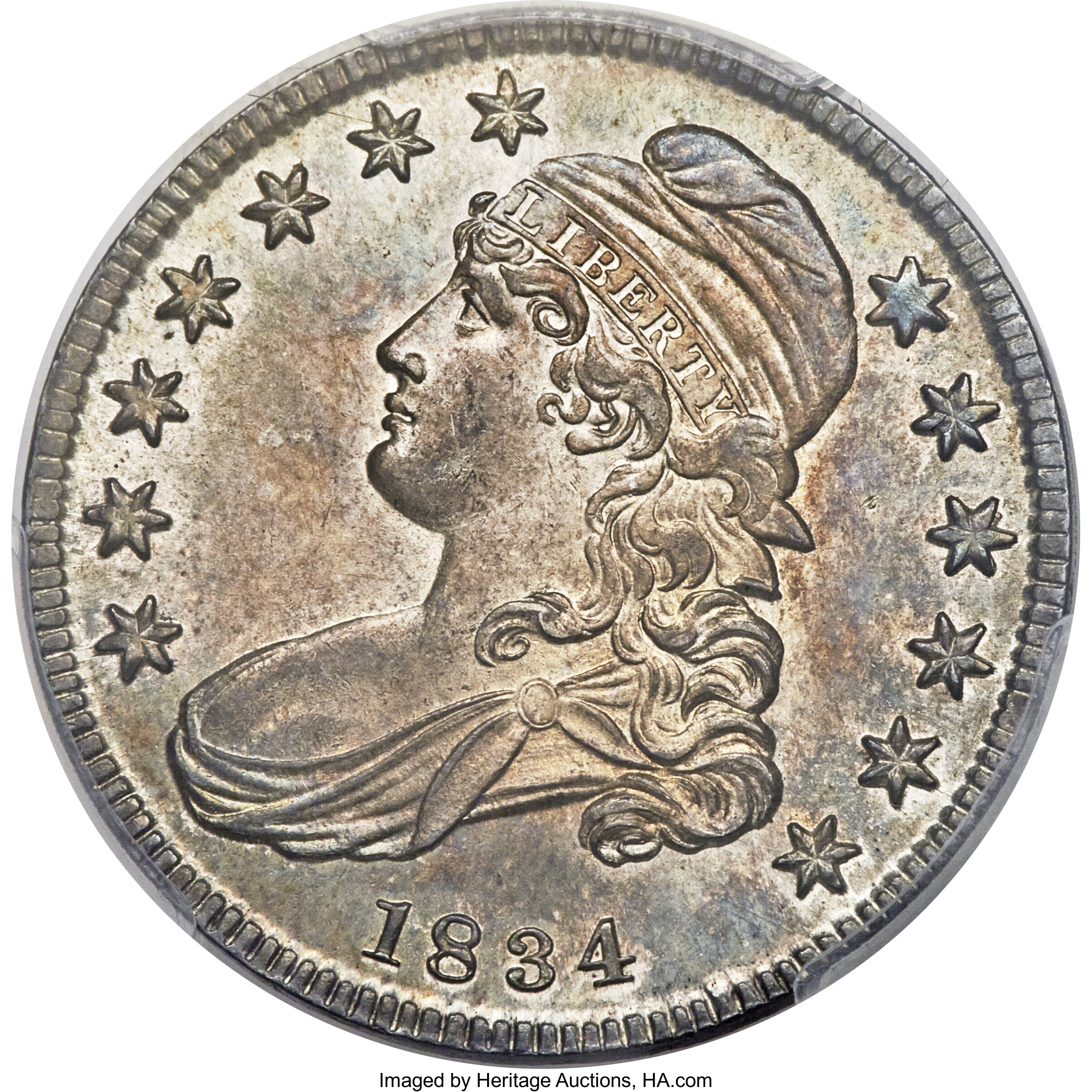 image for: 1834 50C Small Date, Small Letters, O-109, R.1, MS64 PCGS. CAC....