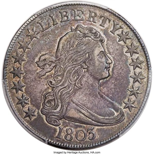 image for: 1803 50C Small 3, Large Reverse Stars, O-104, T-4, R.3, AU58 PCGS. CAC....