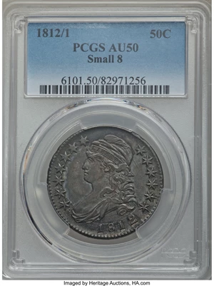 image for: 1812/1 50C Small 8, O-102, R.2, AU50 PCGS....