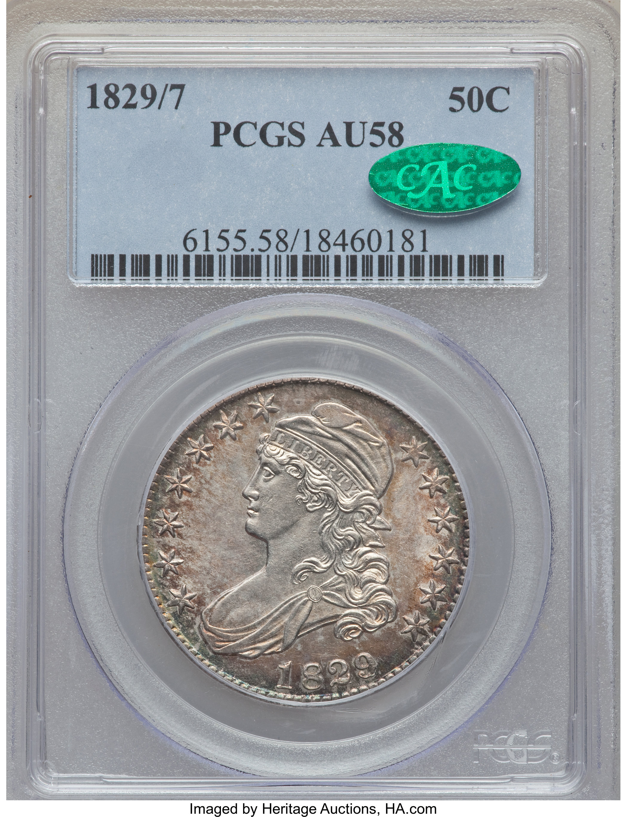 image for: 1829/7 50C O-101, R.1, AU58 PCGS. CAC....