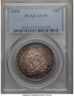image for: 1808 50C O-106a, R.2, AU55 PCGS....