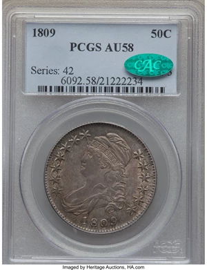 image for: 1809 50C Normal Edge, O-103, R.1, AU58 PCGS. CAC....