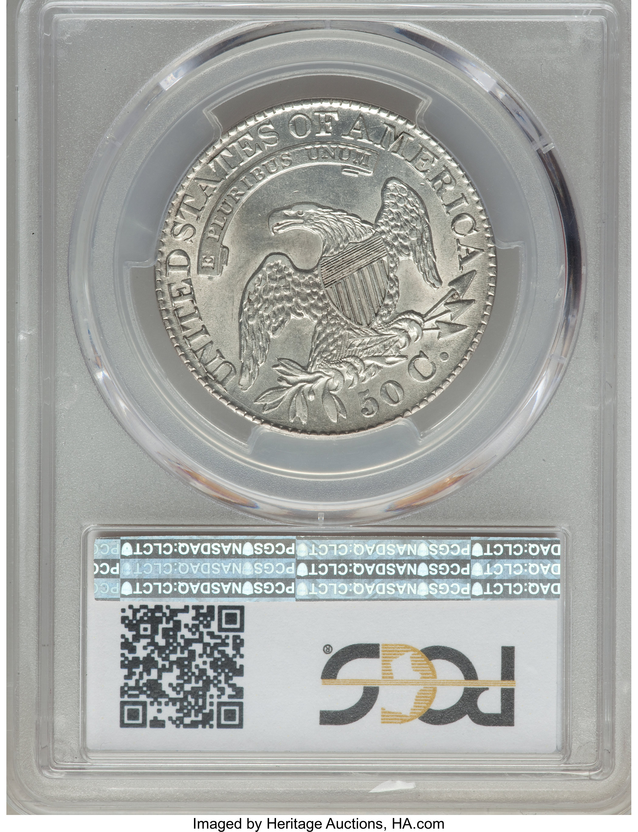 image for: 1827 50C Square Base 2, O-120a, R.3, AU58 PCGS....