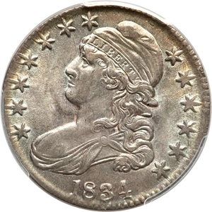 image for: 1834 50C Large Date, Large Letters, O-102, R.1, MS64 PCGS....