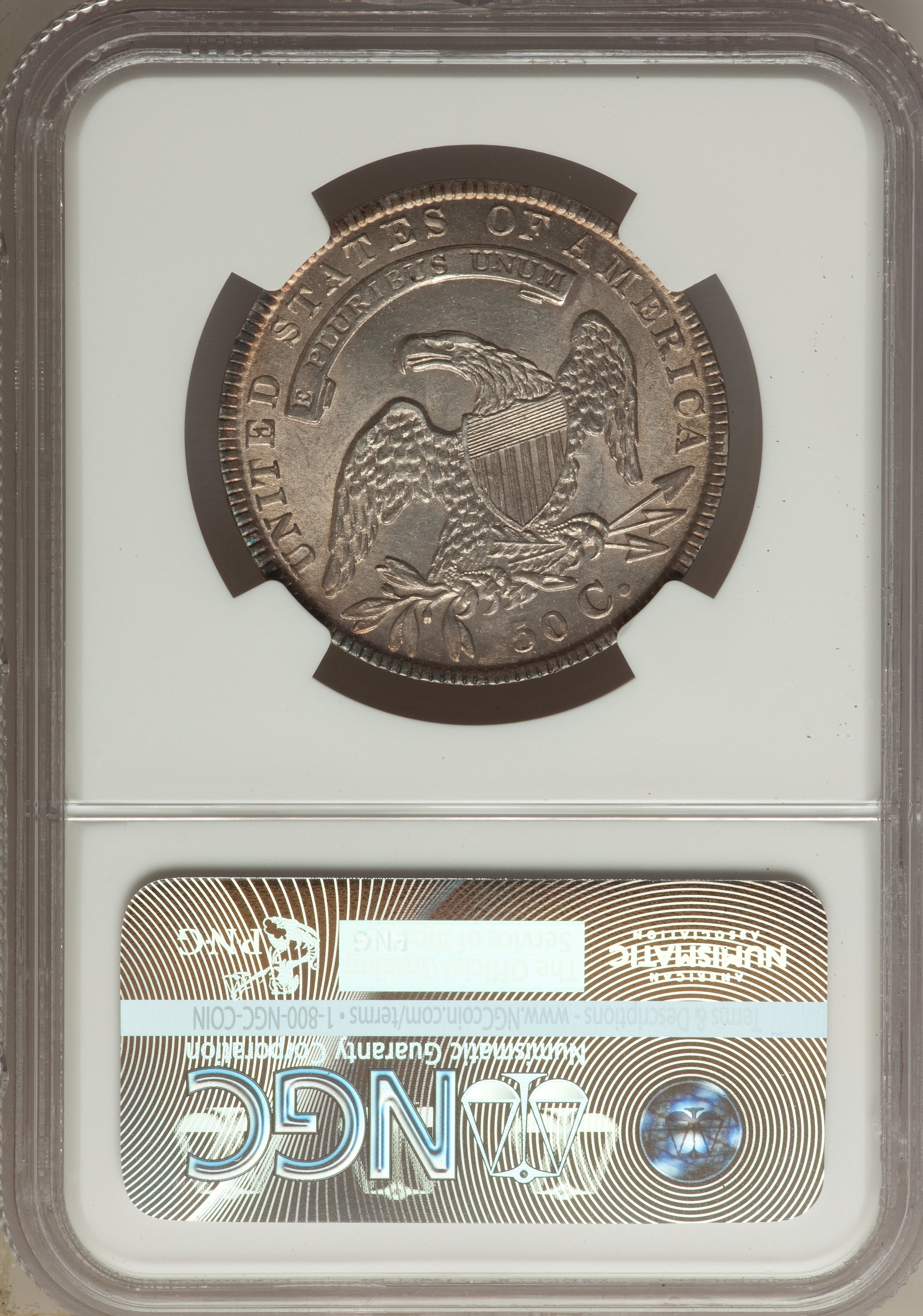 image for: 1834 50C Small Date, Small Letters, O-117, R.2, MS62 NGC....