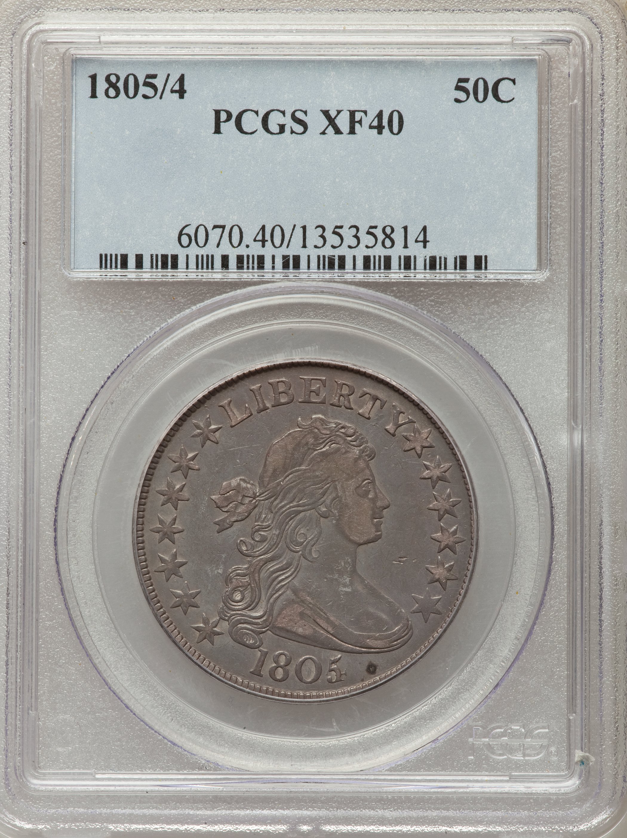 image for: 1805/4 50C O-102, T-5, R.3, XF40 PCGS....