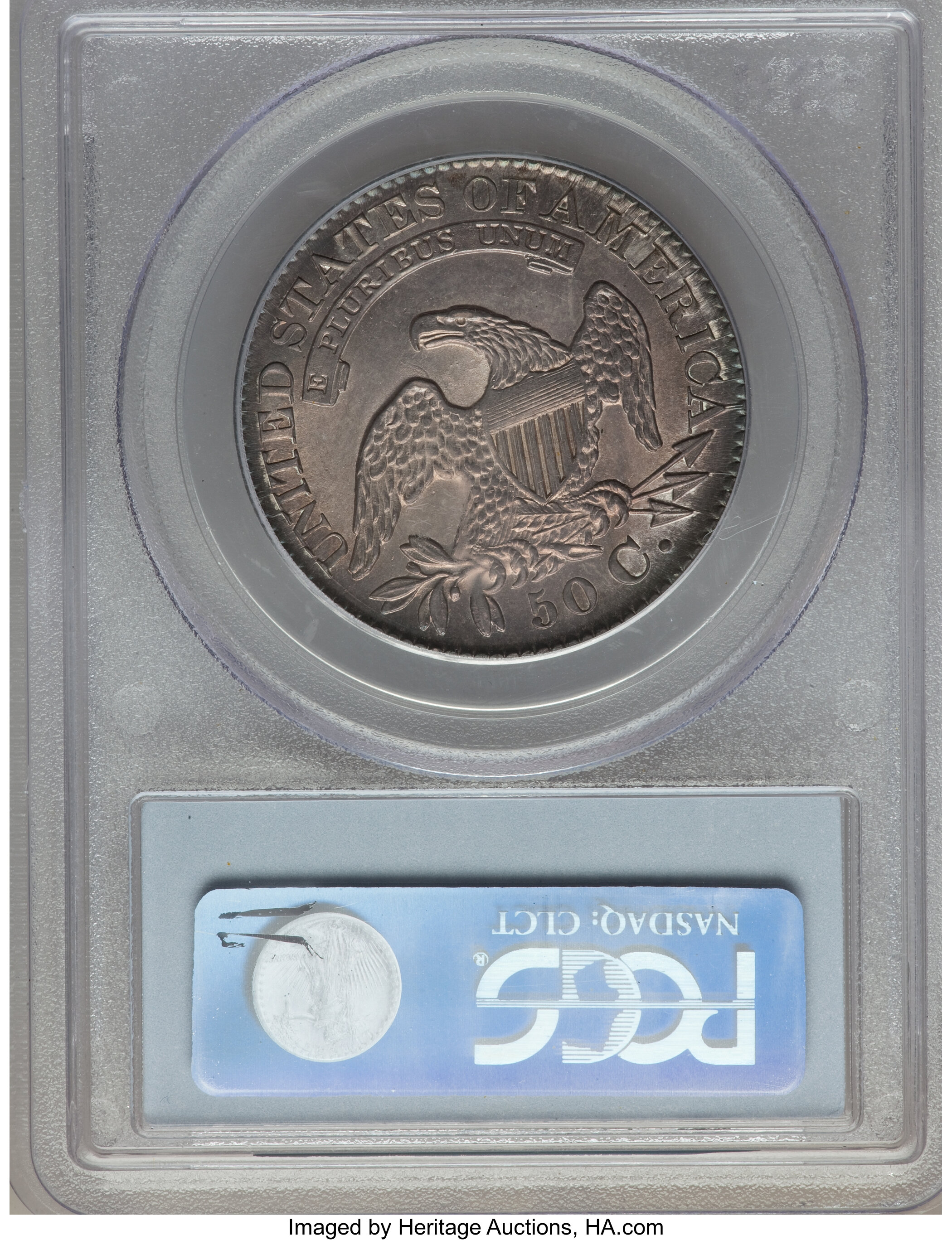 image for: 1828 50C Square Base 2, Small 8s, Large Letters, O-113, R.3, MS63 PCGS....