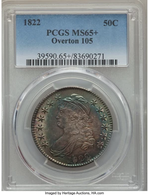 image for: 1822 50C O-105, R.3, MS65+ PCGS....